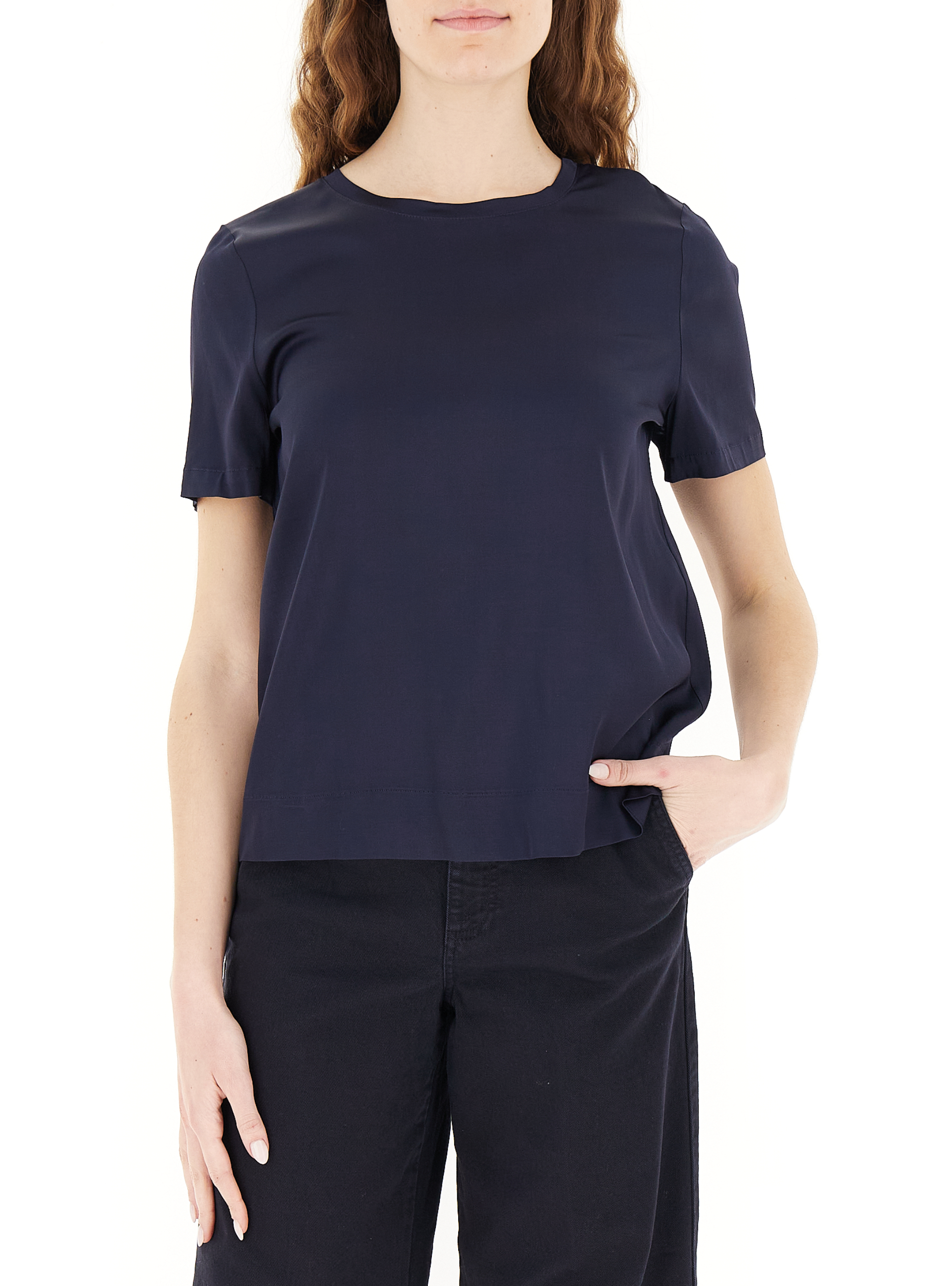 Blusa in satin BLU NAVY