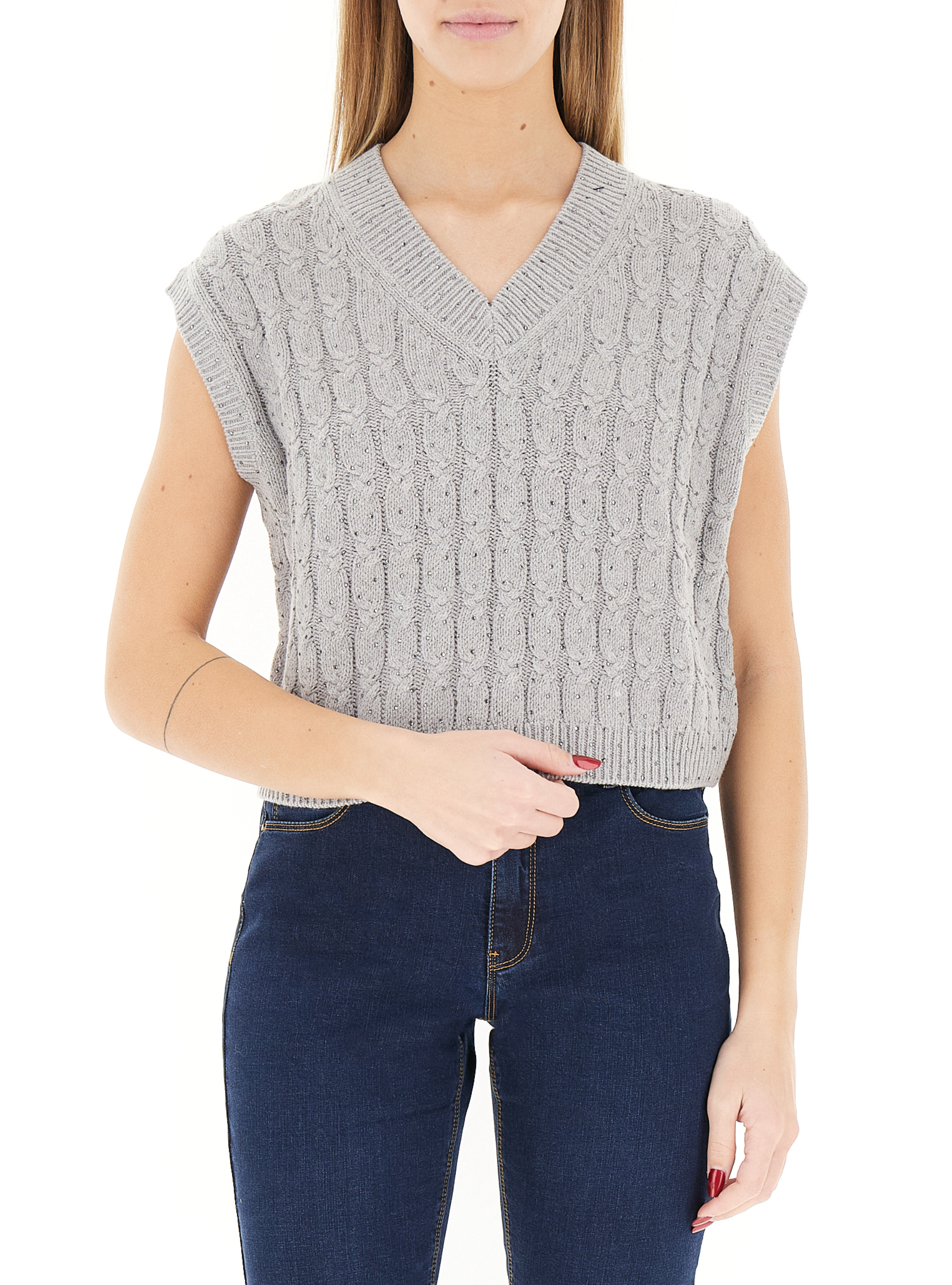 PENNYBLACK Gilet con strass GRIGIO