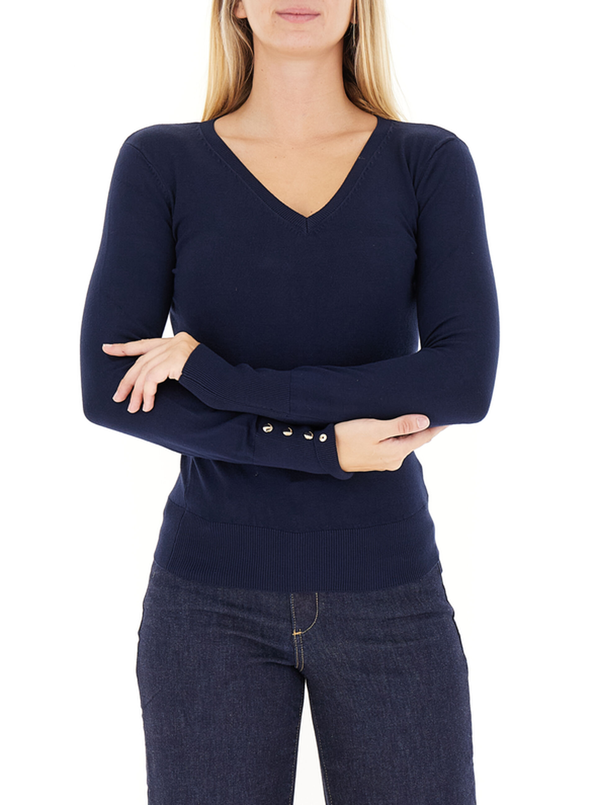 Maglia scollo V BLU SCURO L