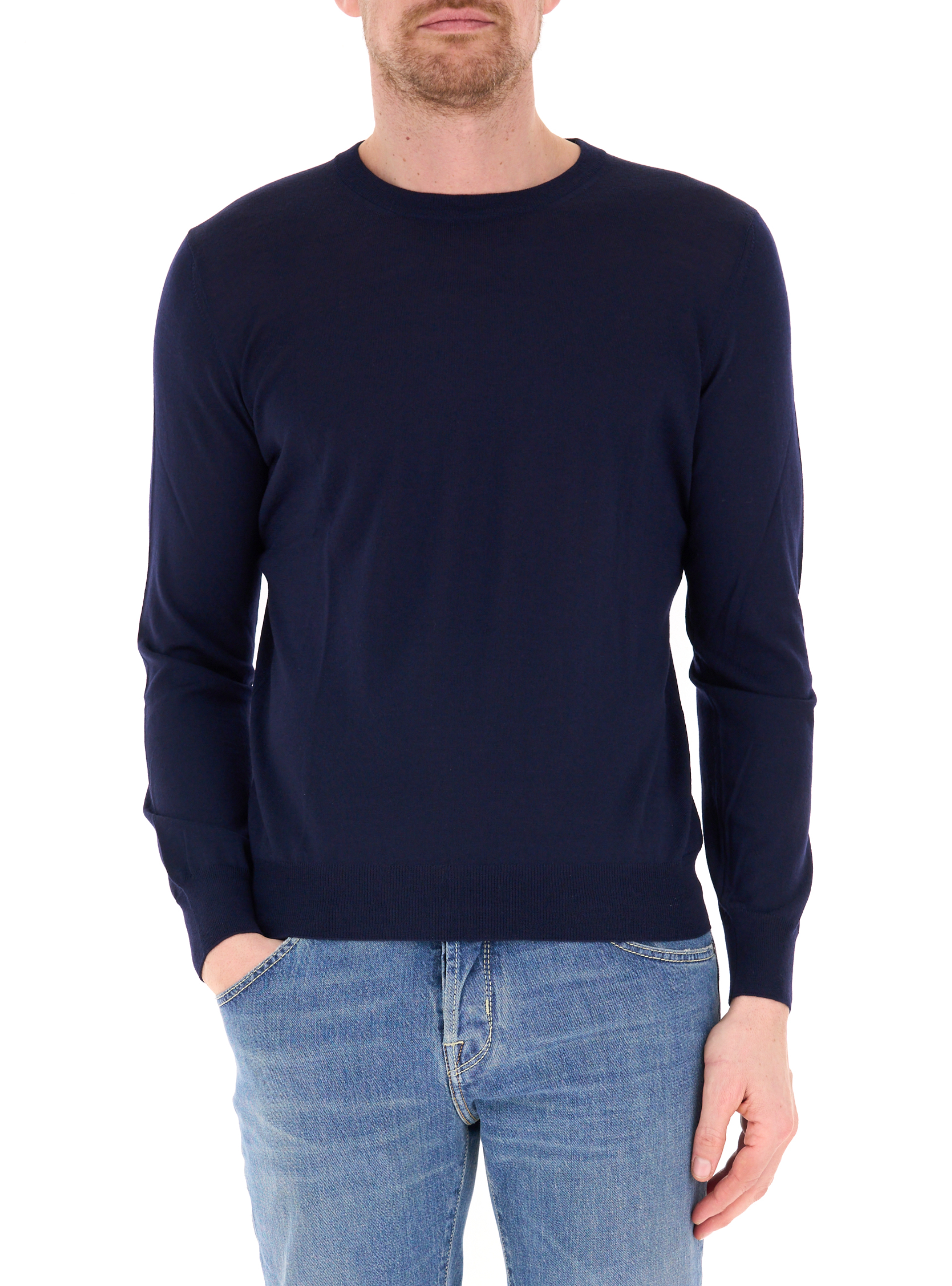 Maglia girocollo in lana BLU NOTTE 50