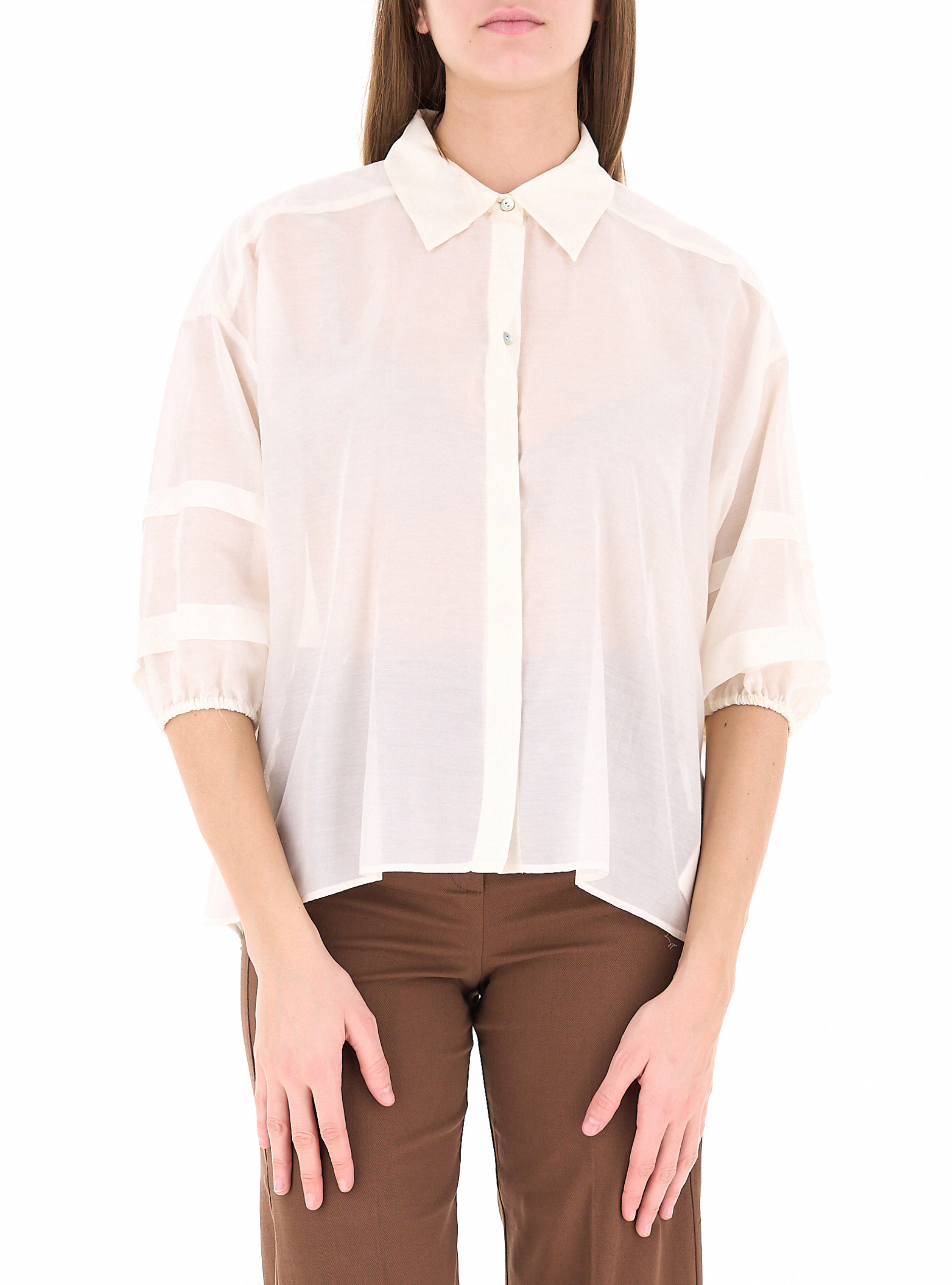 I BLUES Blusa misto seta AVORIO 38