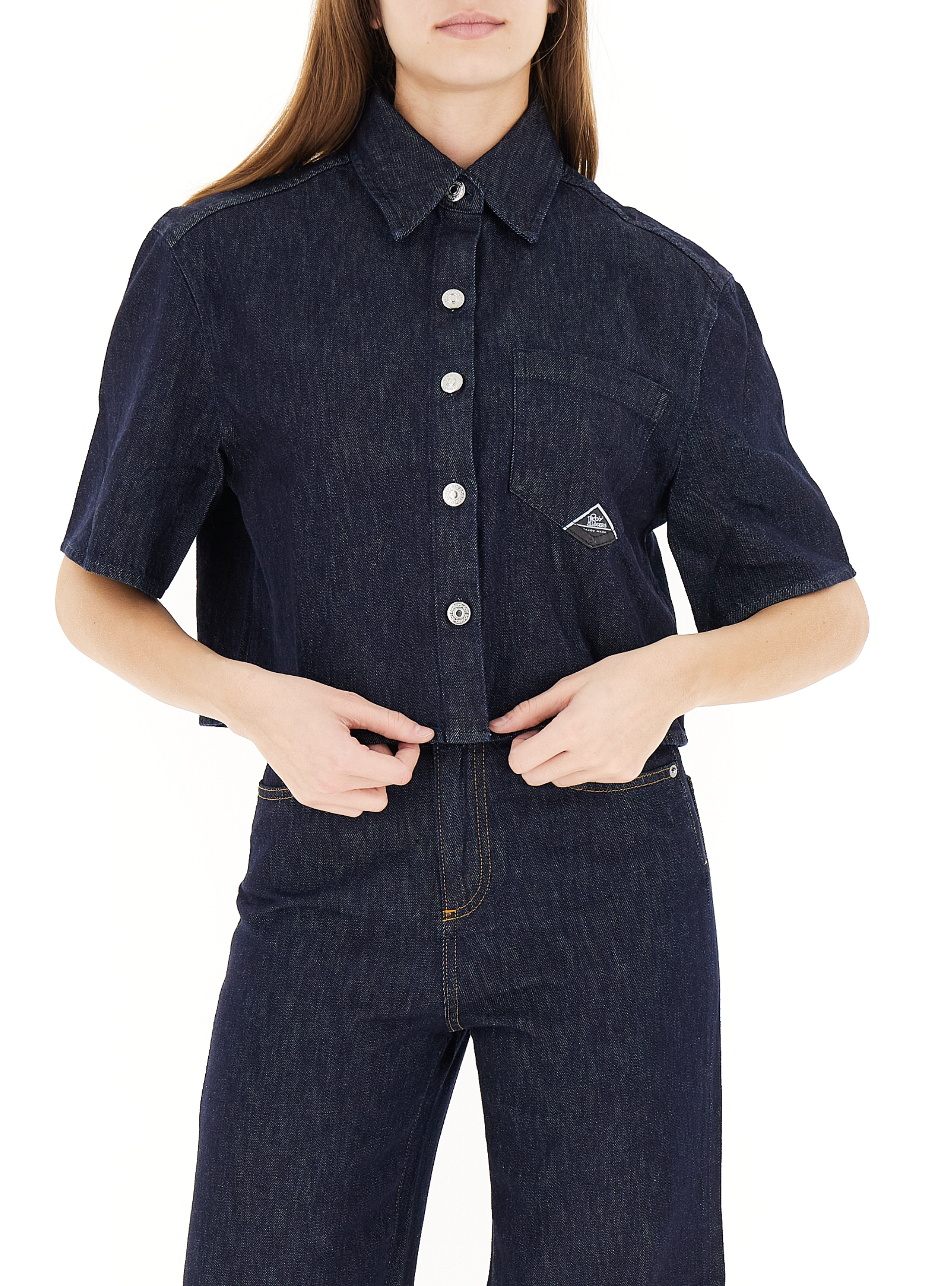 Camicia cropped jeans BLU SCURO