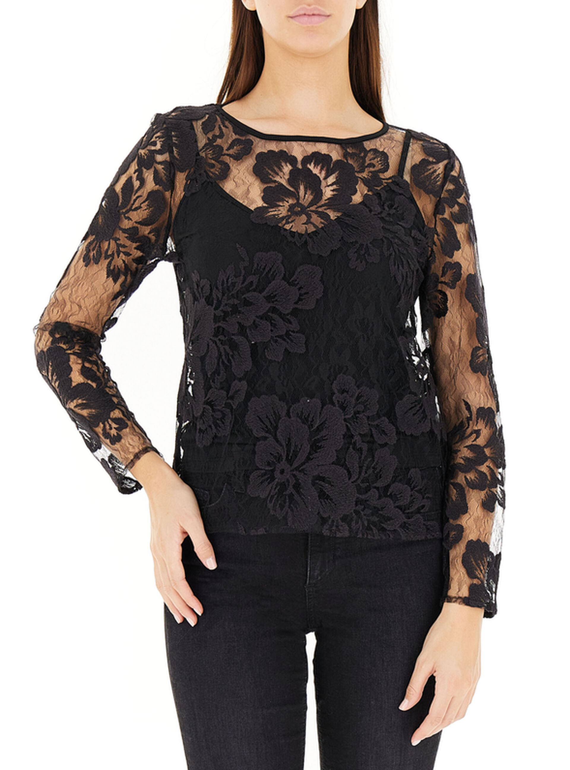 RINASCIMENTO Blusa in pizzo NERO
