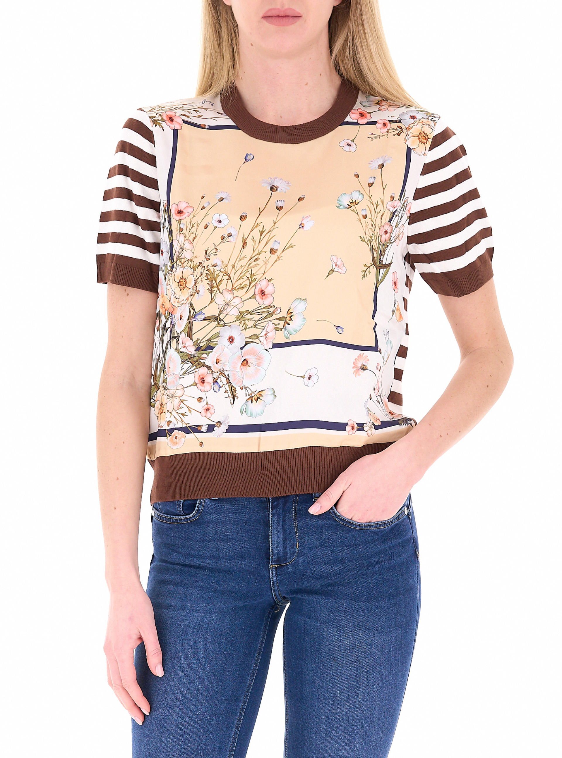 T-shirt girocollo LIU JEANS MARRONE S