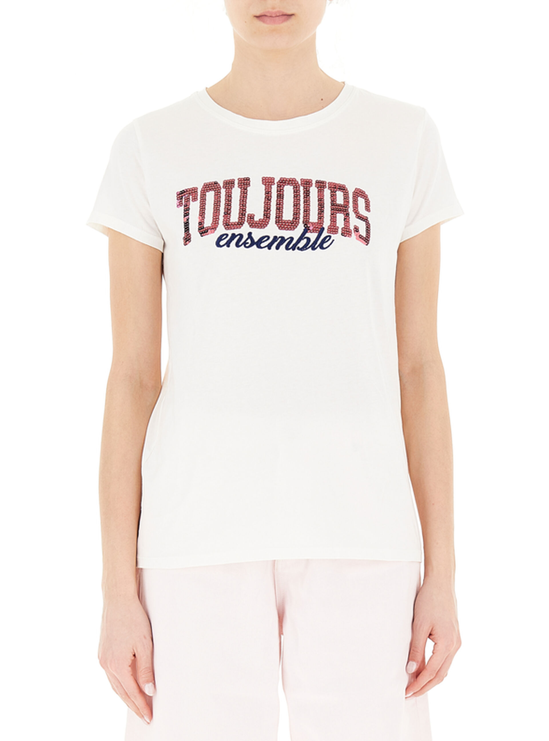 VICOLO T-shirt girocollo PANNA