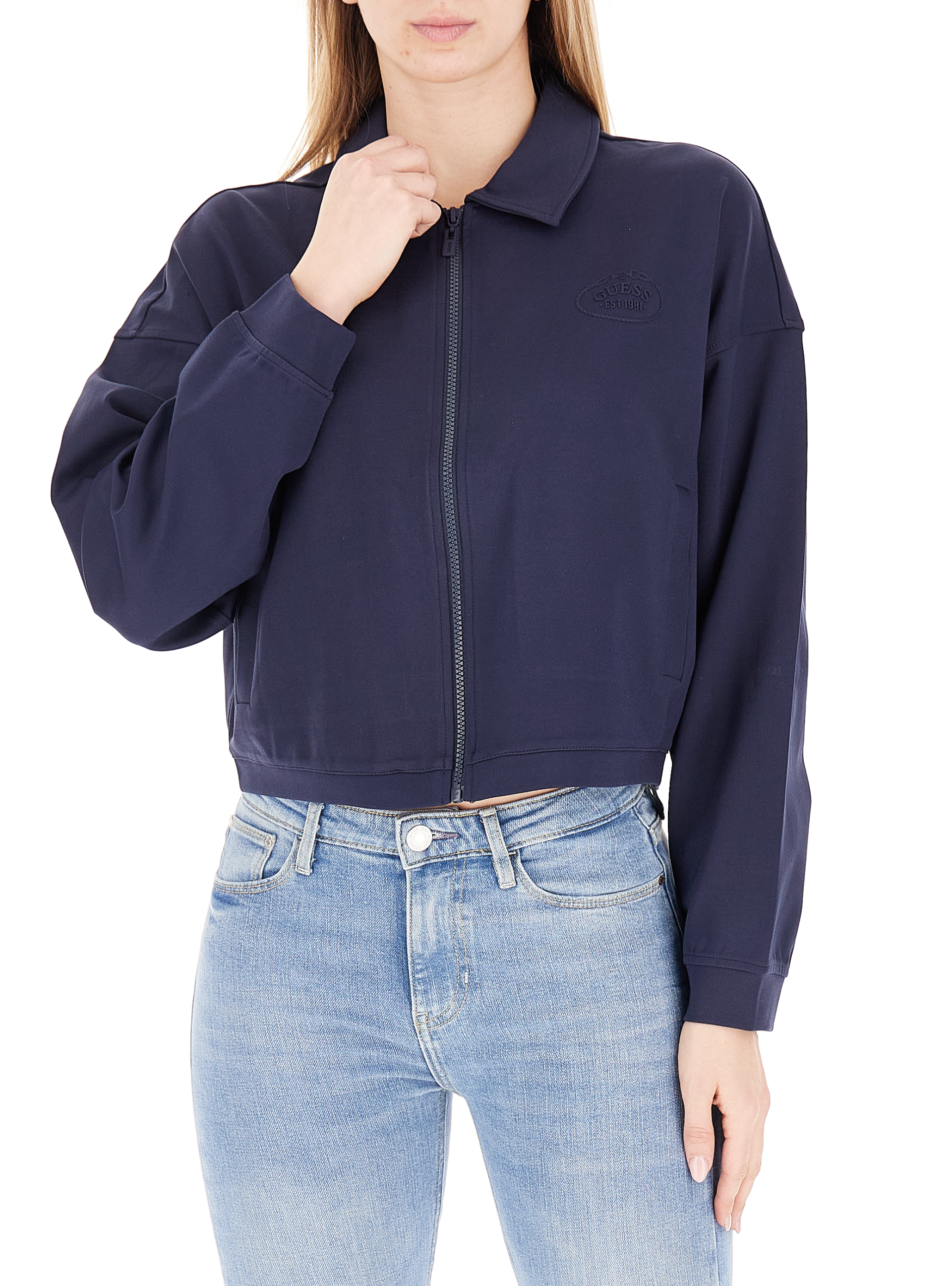 Guess Felpa con colletto BLU NAVY
