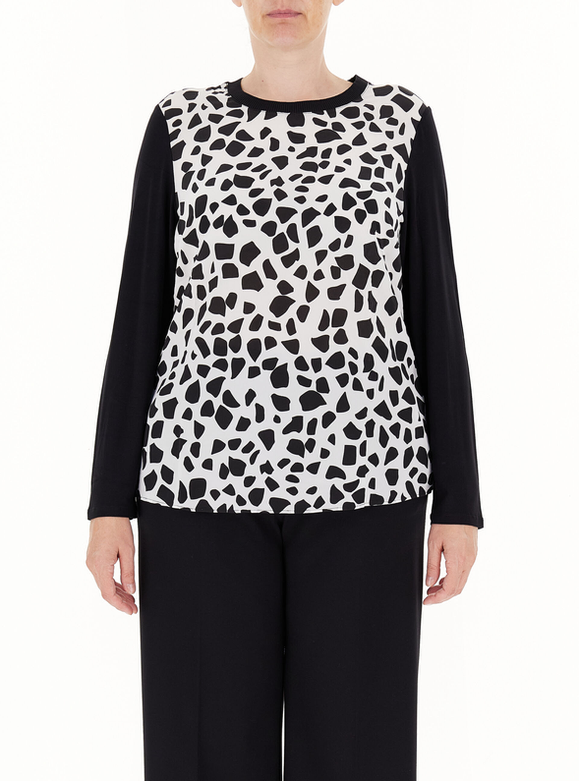 Blusa misto seta NERO M
