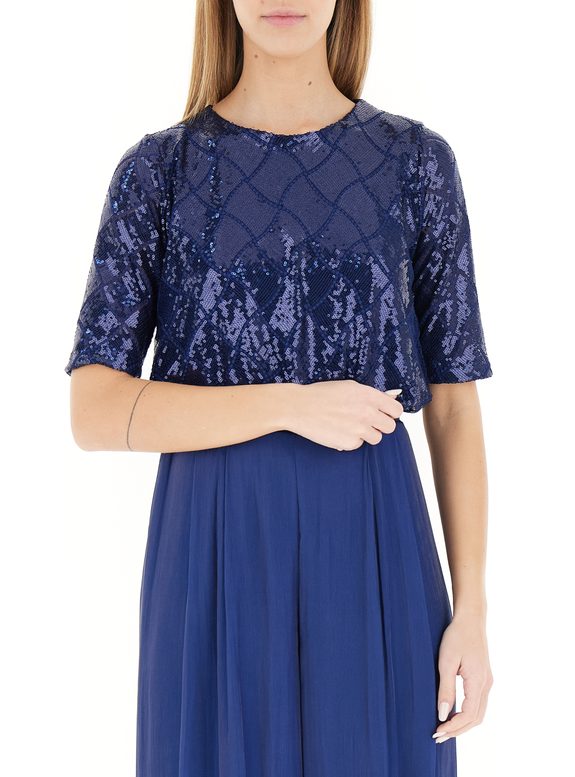 Blusa con paillettes BLU XL