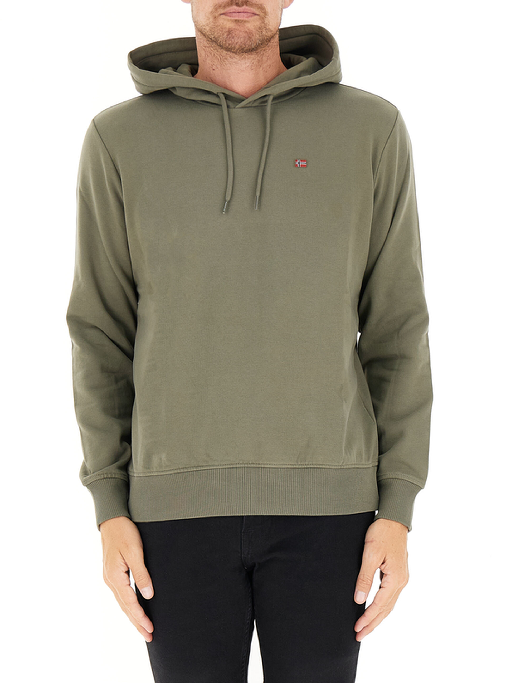 Felpa con cappuccio VERDE MILITARE M