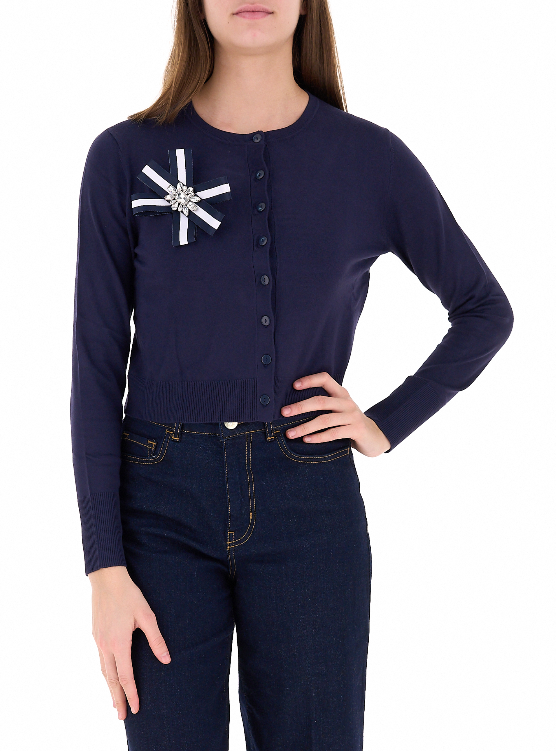 Cardigan con spilla BLU NAVY