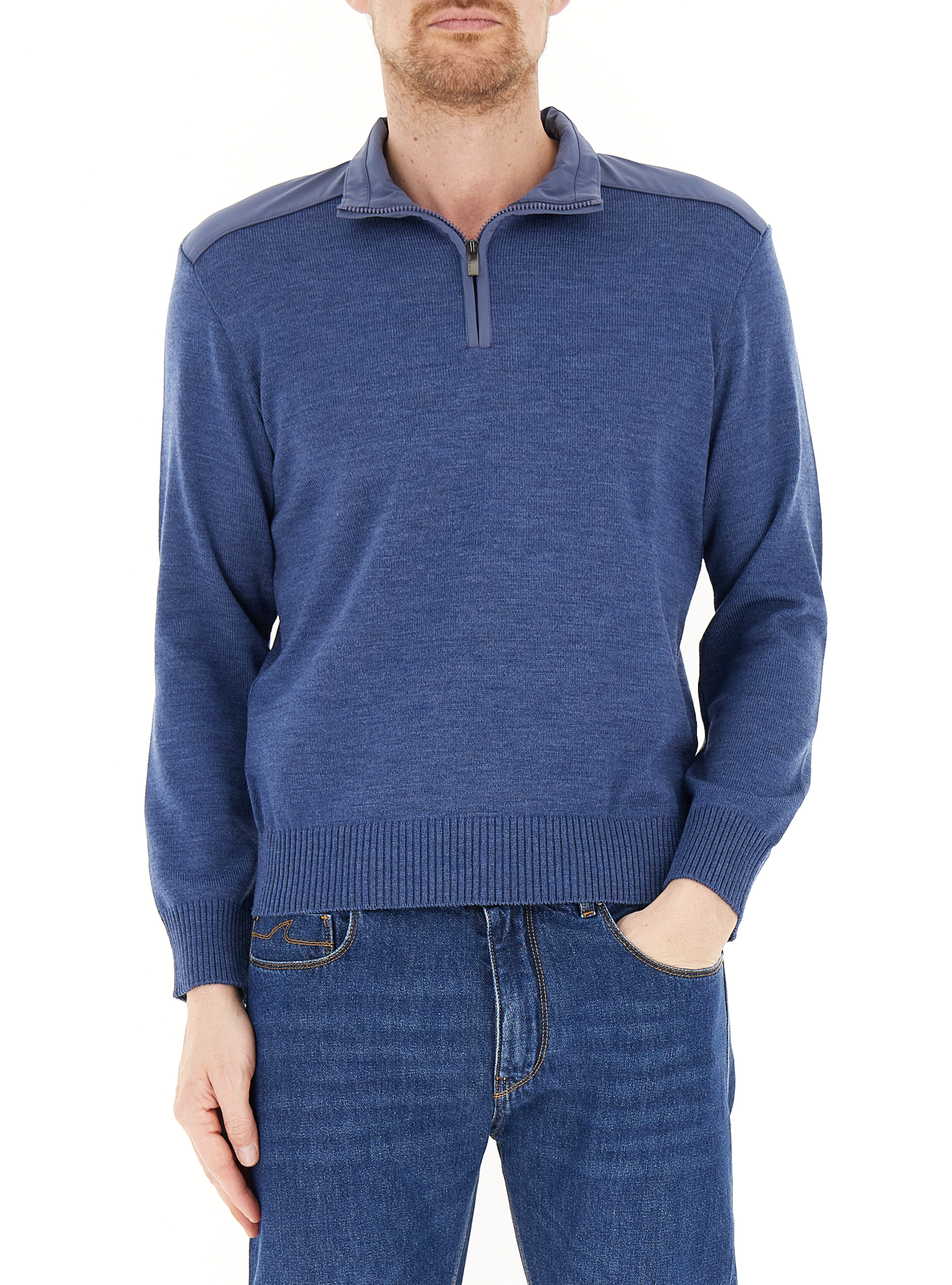 Maglione lana mezza zip BLU AVIO M