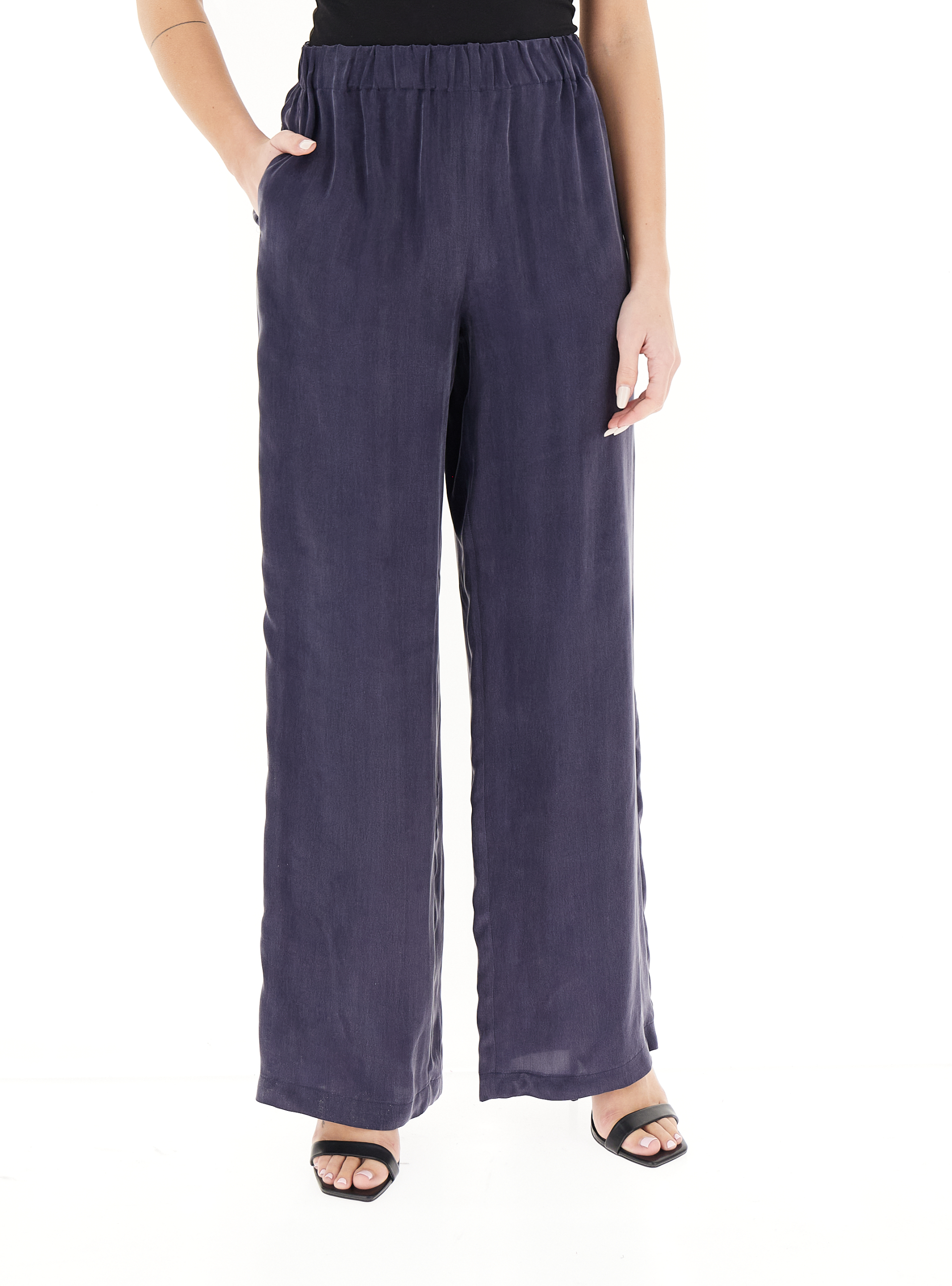 Pantalone in cupro BLU NAVY