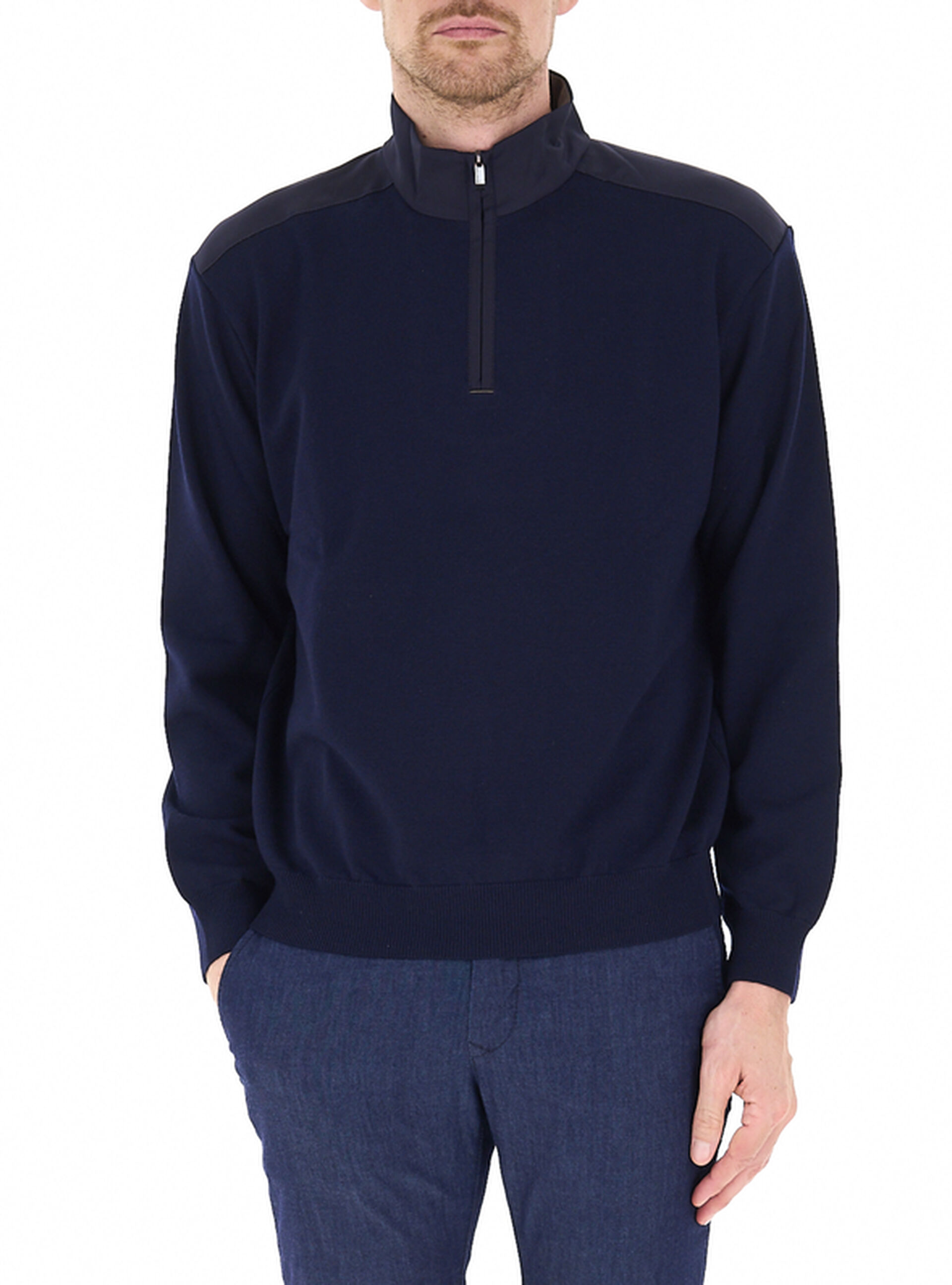 Maglia mezza zip BLU NAVY 3XL