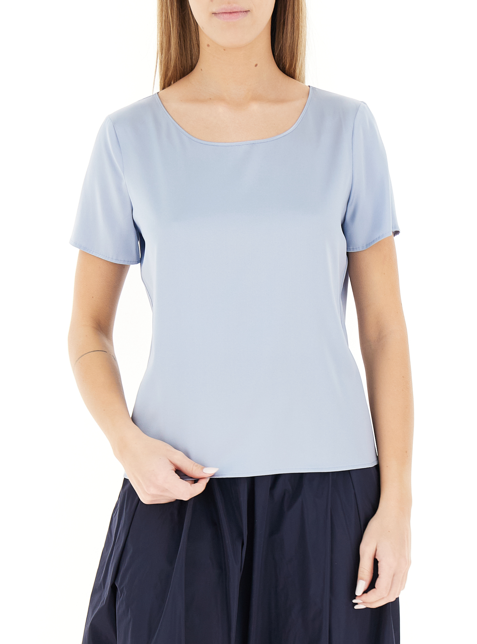 Blusa in satin AZZURRO POLVERE 46