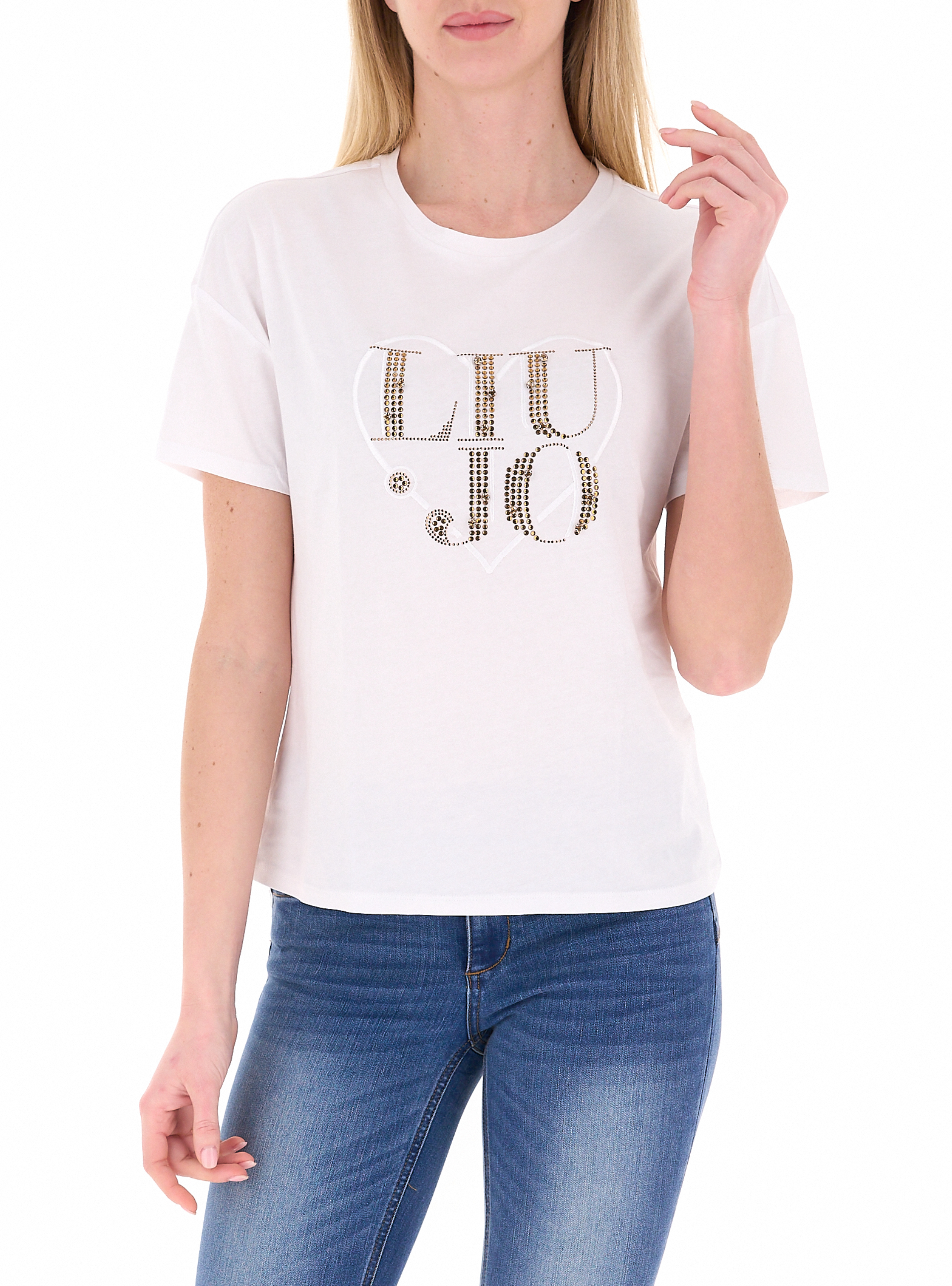 T-shirt girocollo LIU JEANS BIANCO