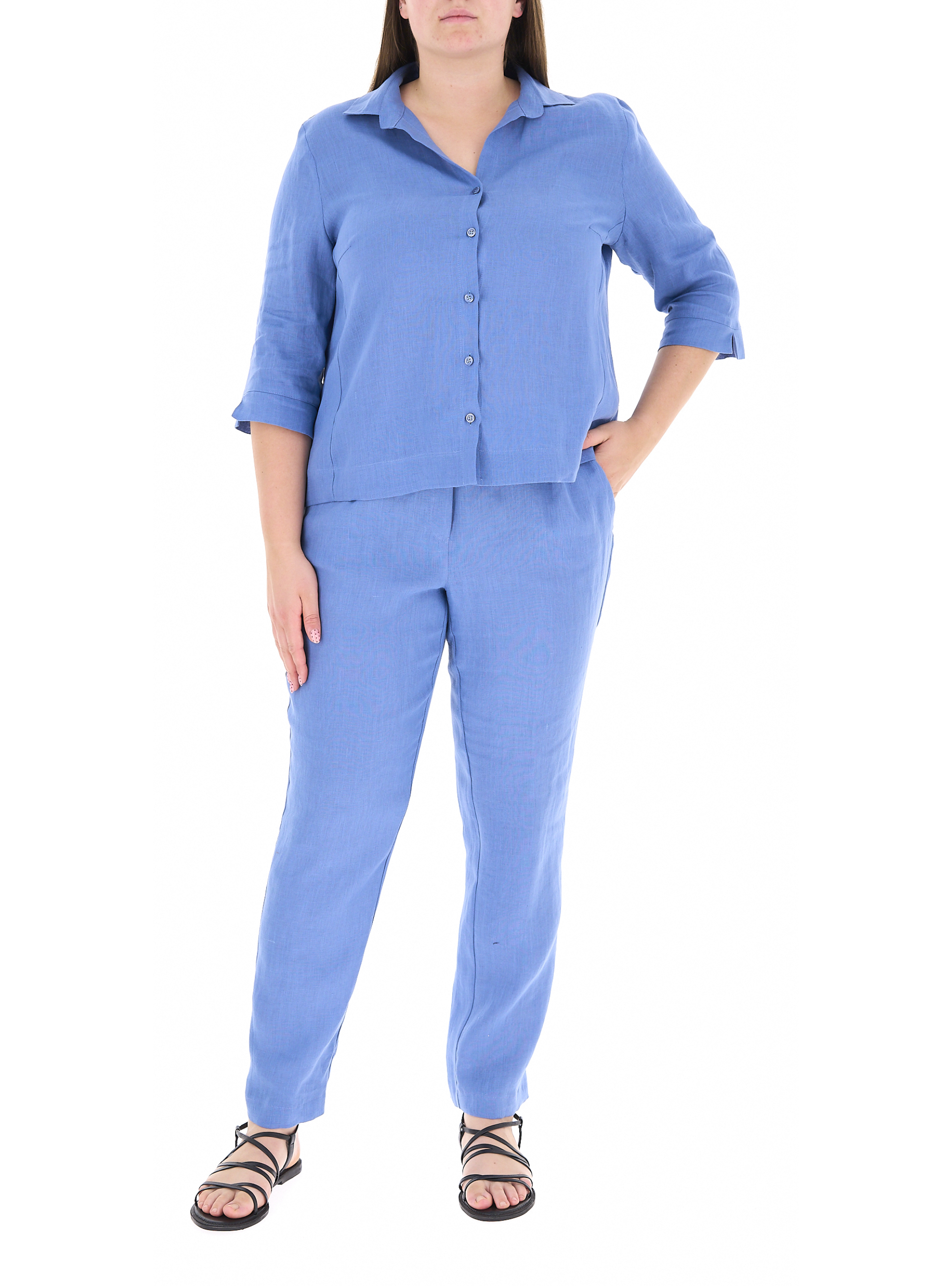 Tailleur in lino AZZURRO OXFORD 43