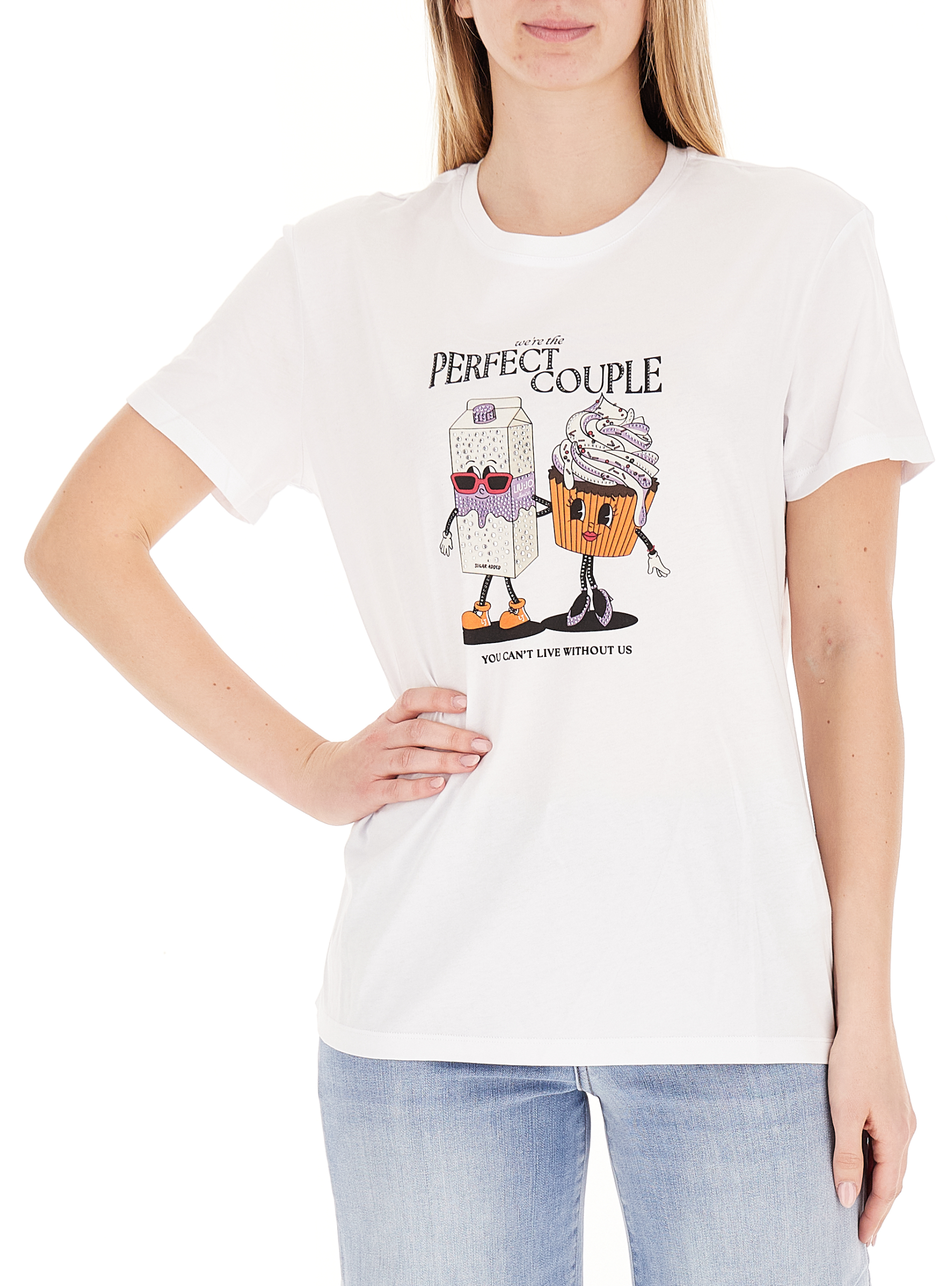 T-shirt con strass LIU JEANS BIANCO S