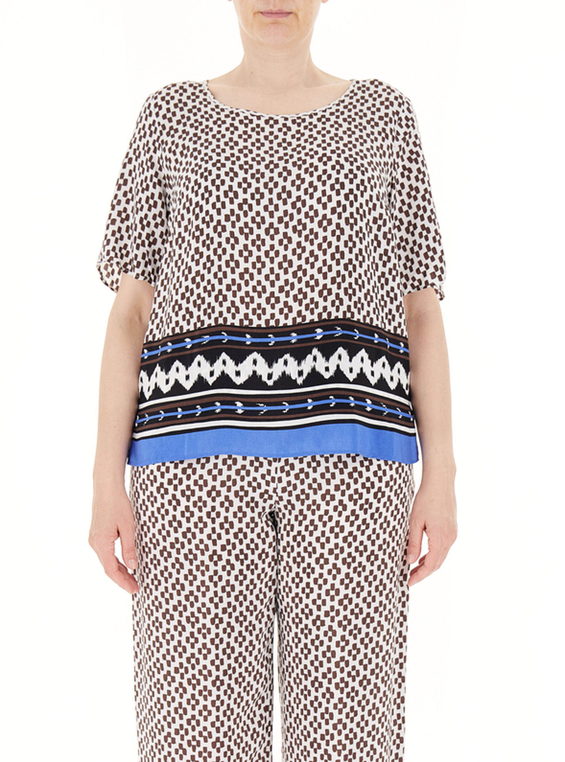 Blusa misto viscosa MARRONE 50