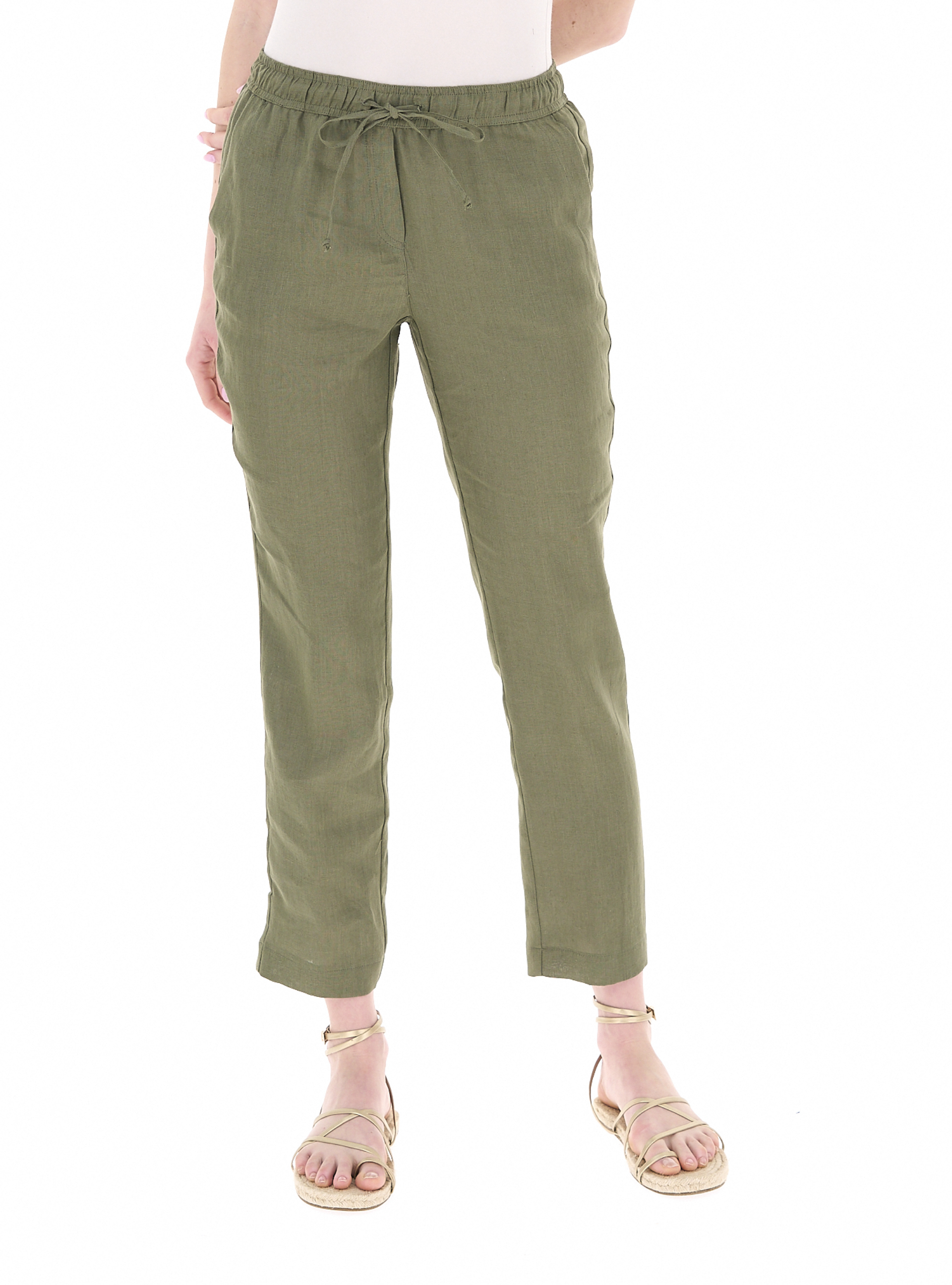Pantalone in lino VERDE OLIVA