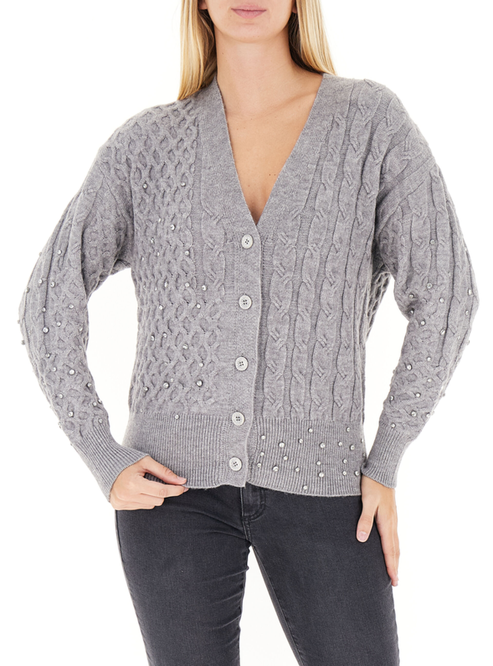 FRACOMINA Cardigan scollo V GRIGIO