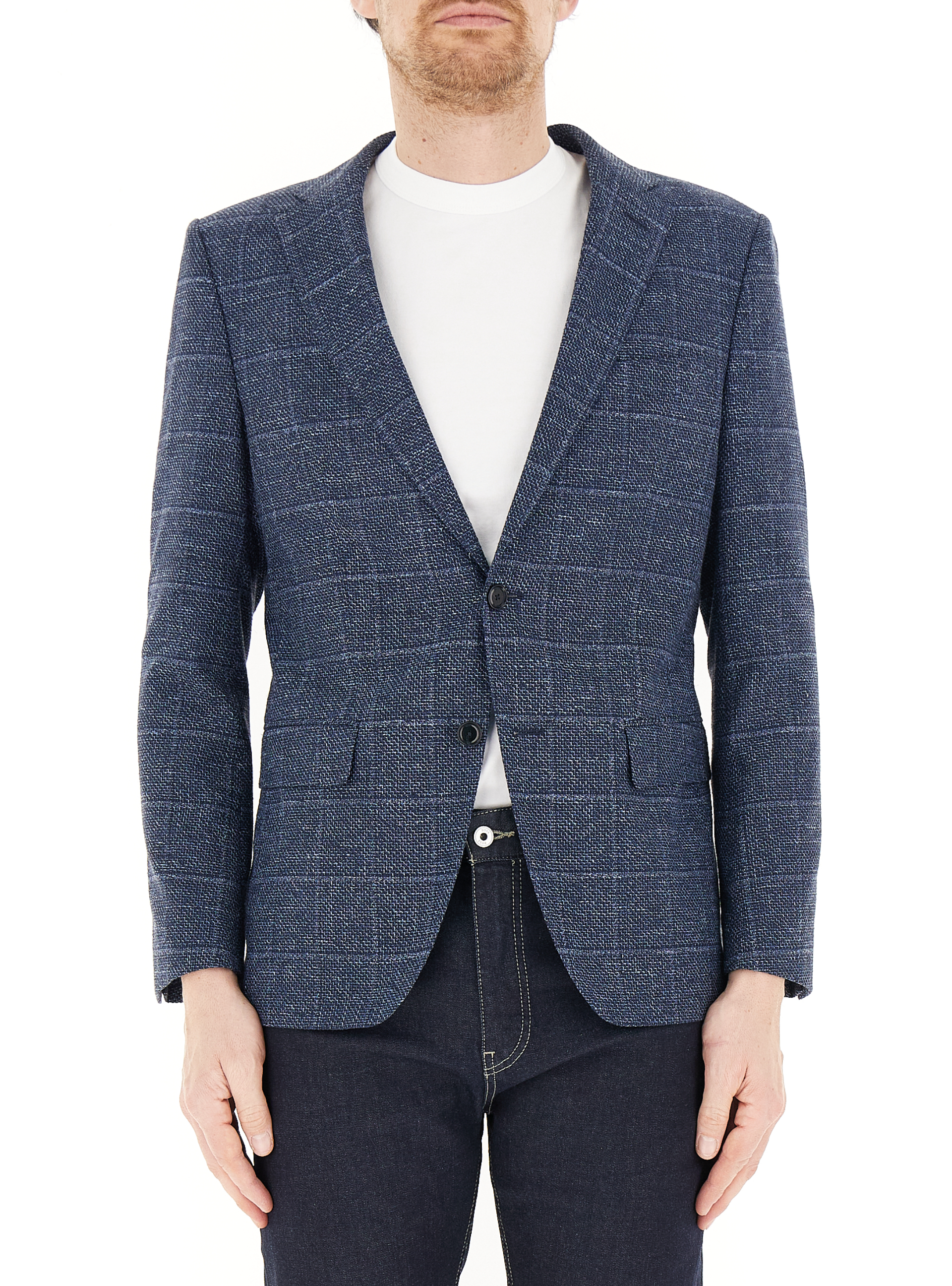 Giacca misto lino BOSS BLU NAVY 52