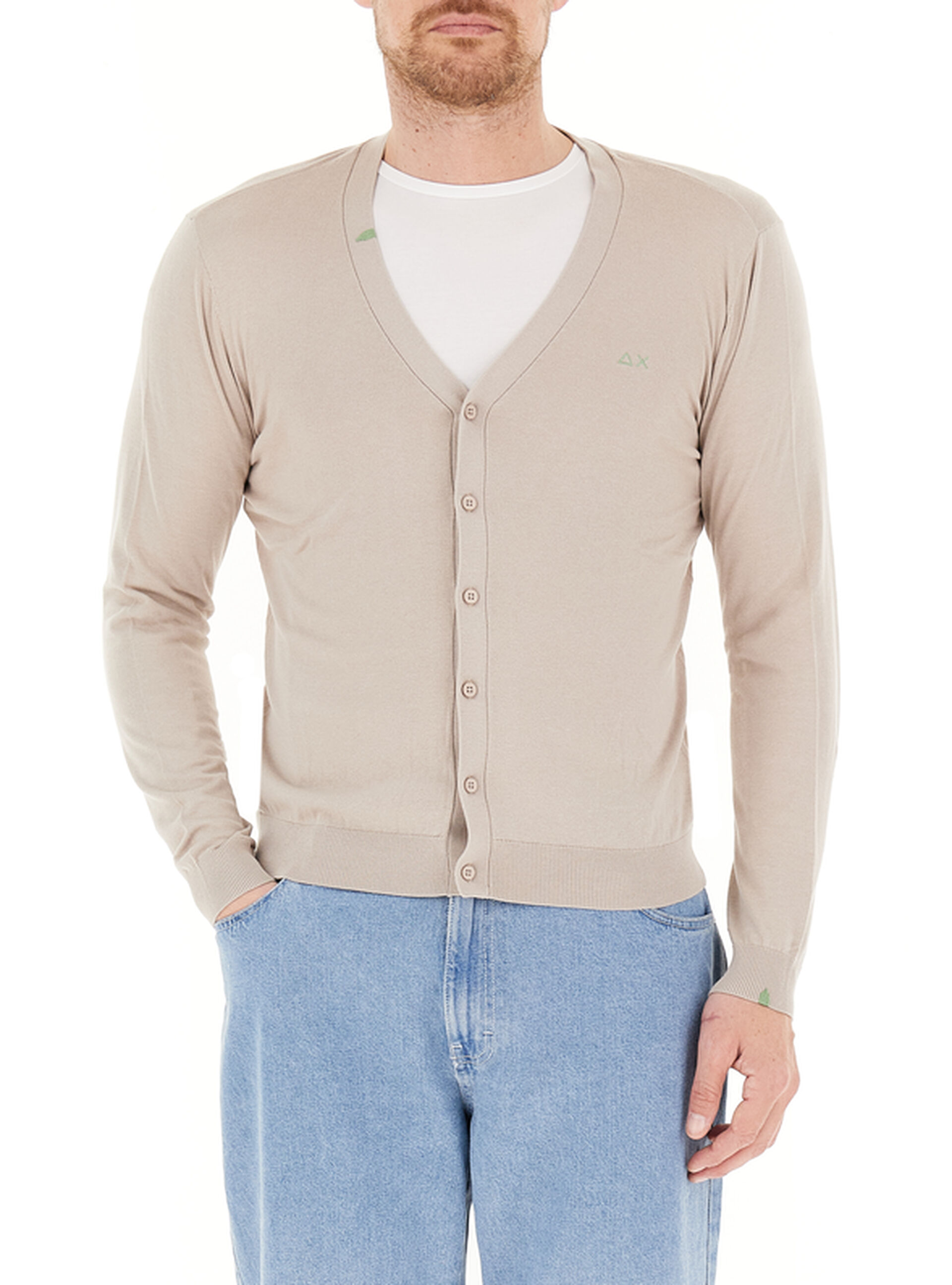 SUN68 Cardigan Scollo a V BEIGE