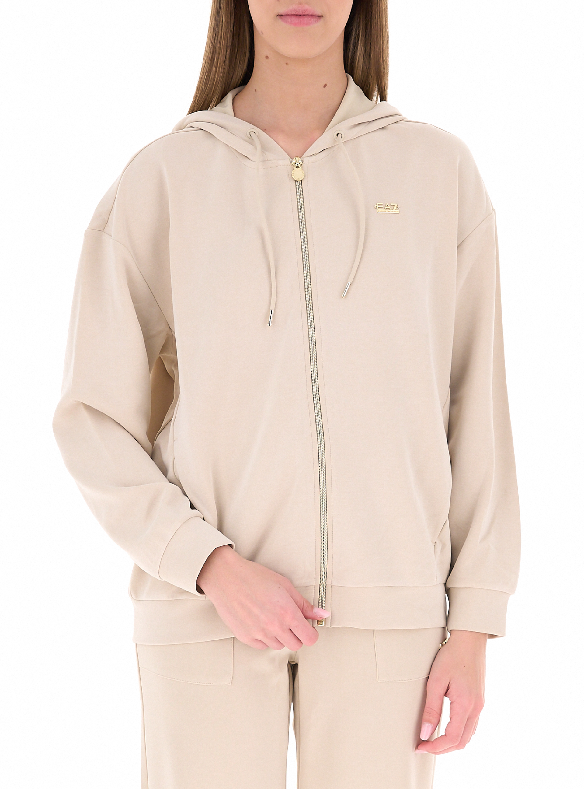 Felpa con zip BEIGE L