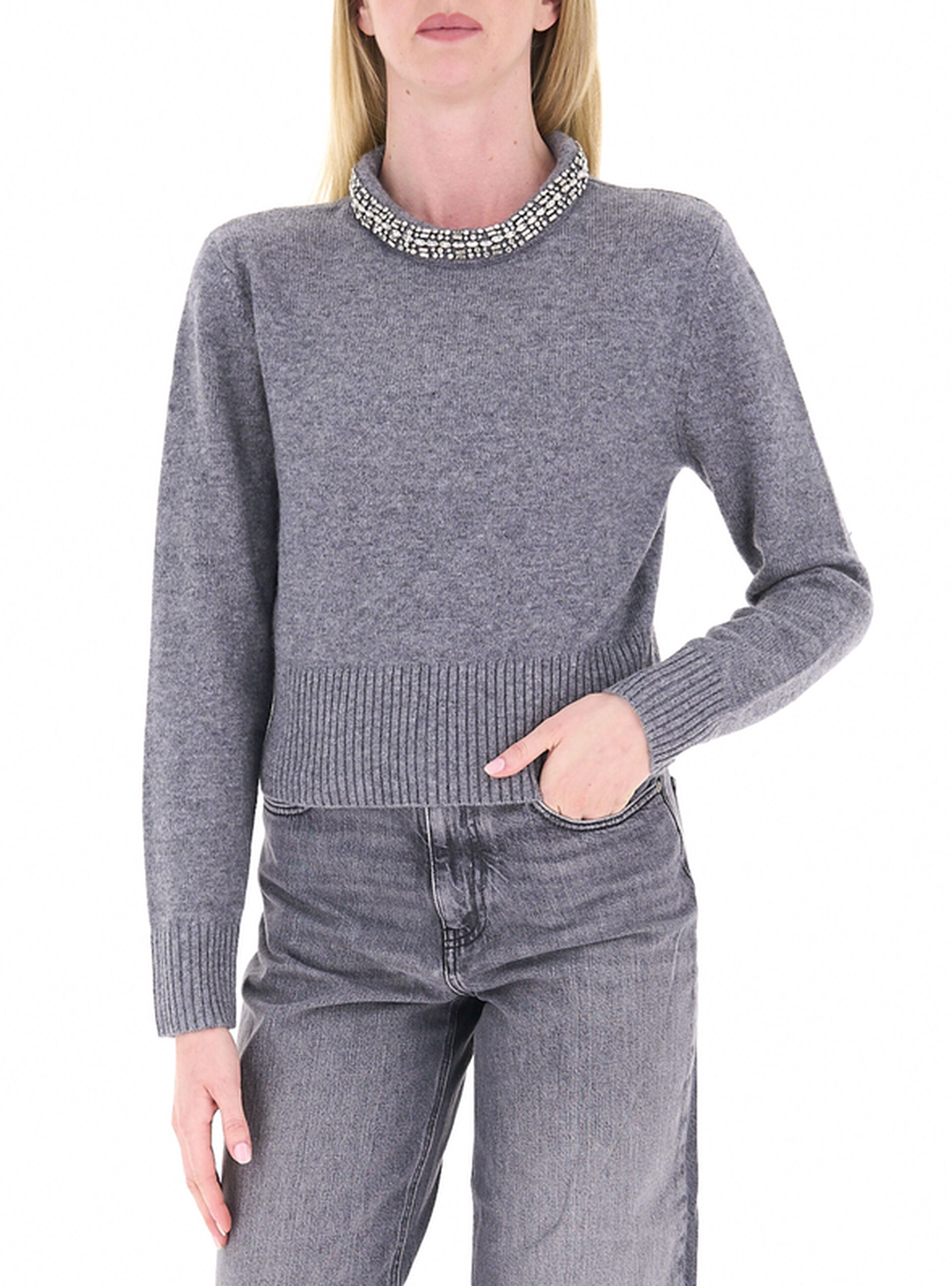 Pinko Maglione con strass GRIGIO L