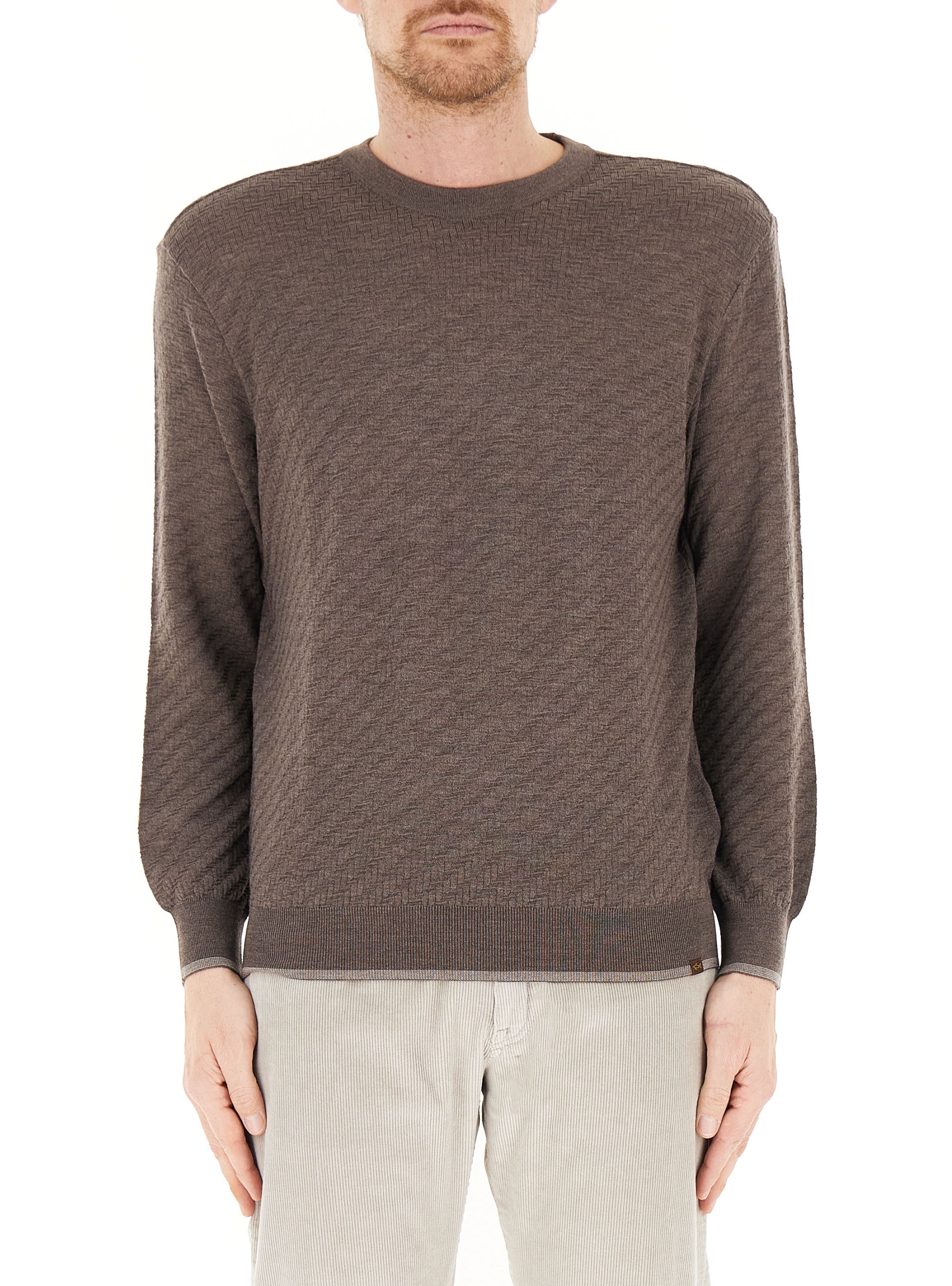 Maglione lana vergine MARRONE 3XL
