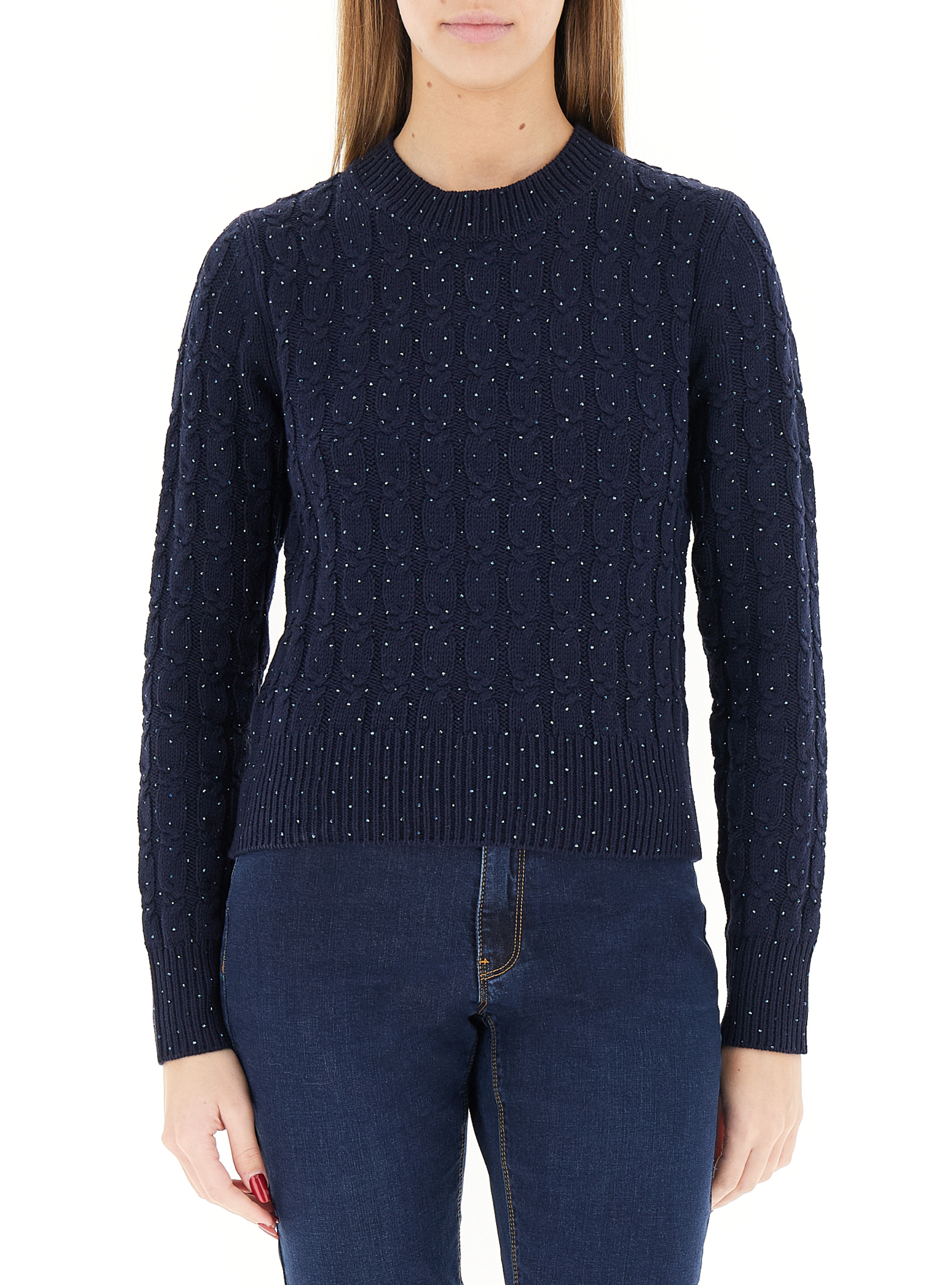Maglione misto cotone BLU SCURO