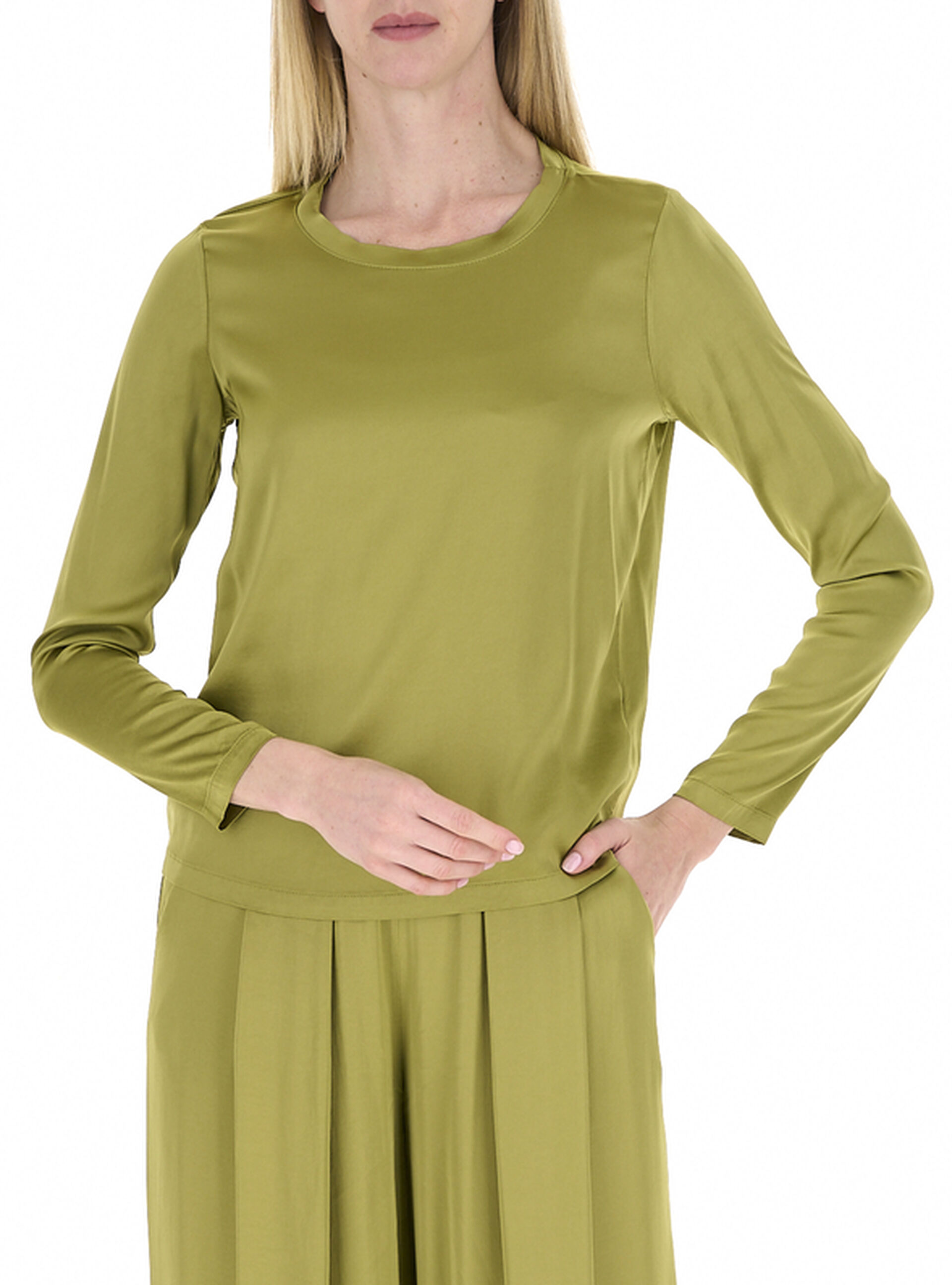 Dixie Blusa in satin VERDE OLIVA M