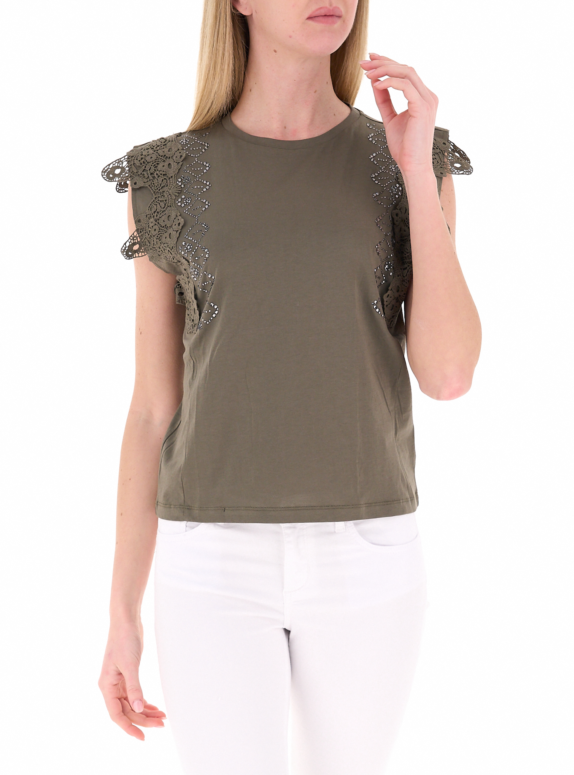 T-shirt con applicazioni LIU JEANS VERDE OLIVA L