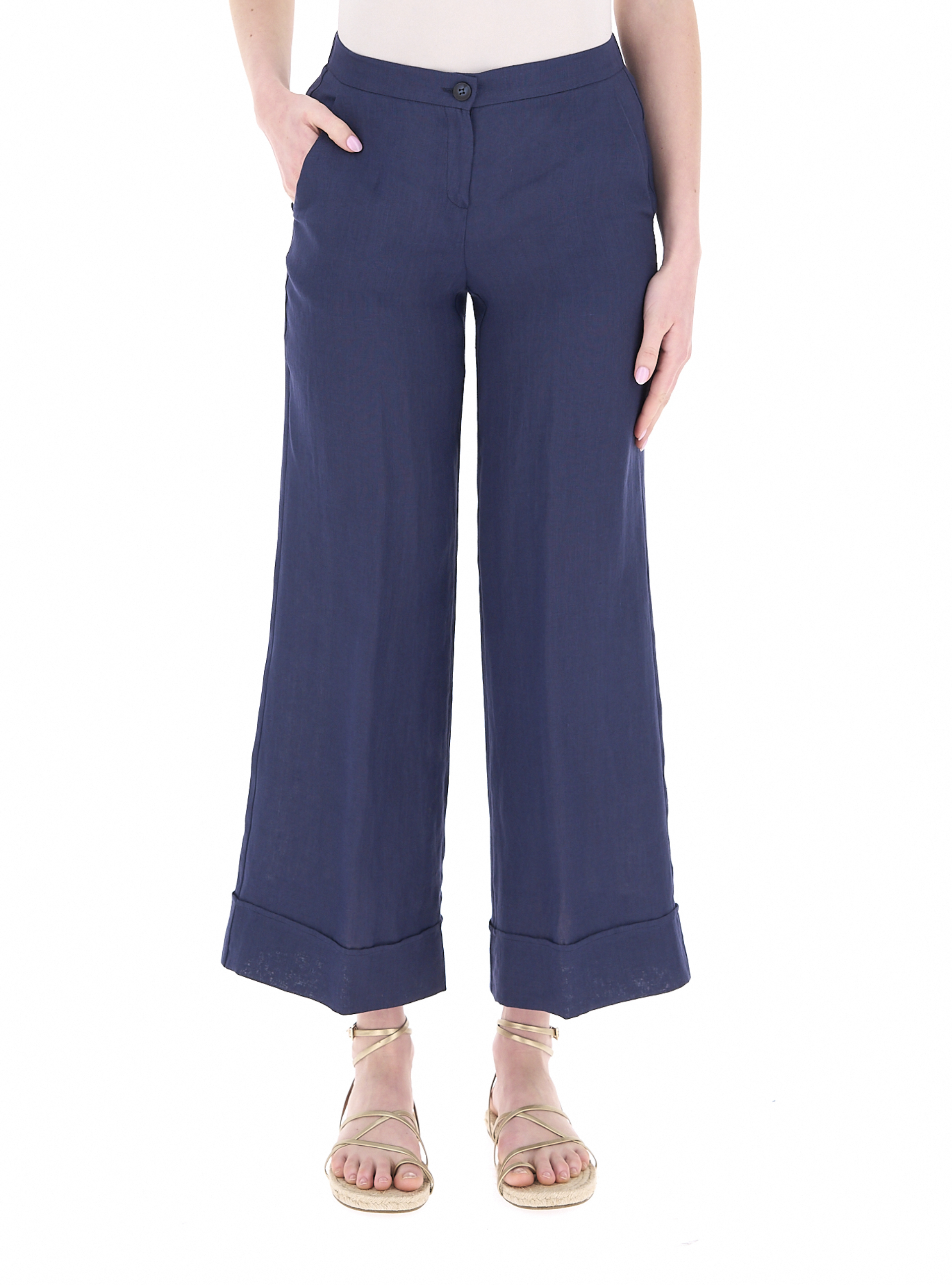 Pantalone in lino BLU NAVY 52