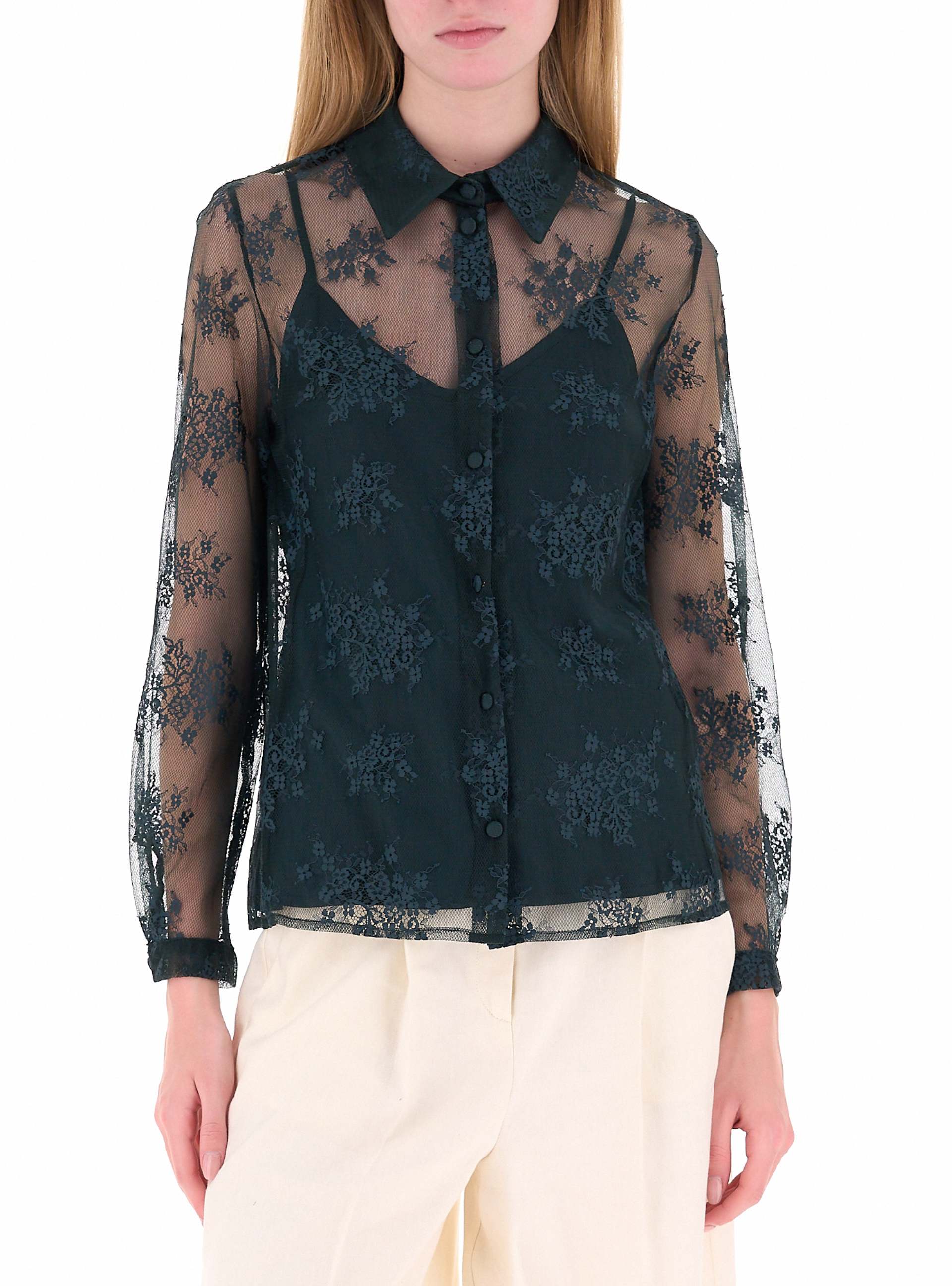 Camicia in pizzo VERDE SCURO