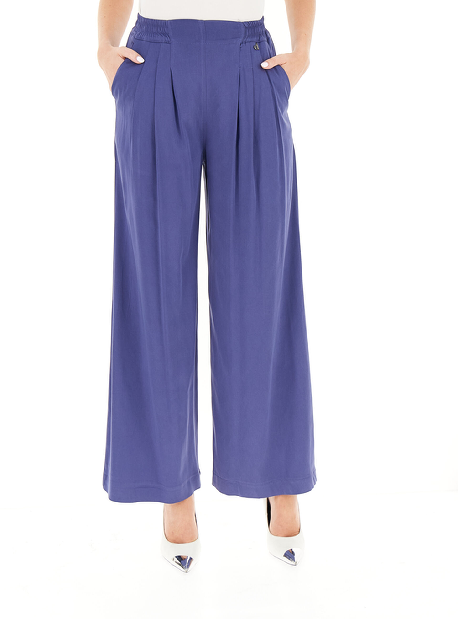Pantalone con pinces BLU CHIARO