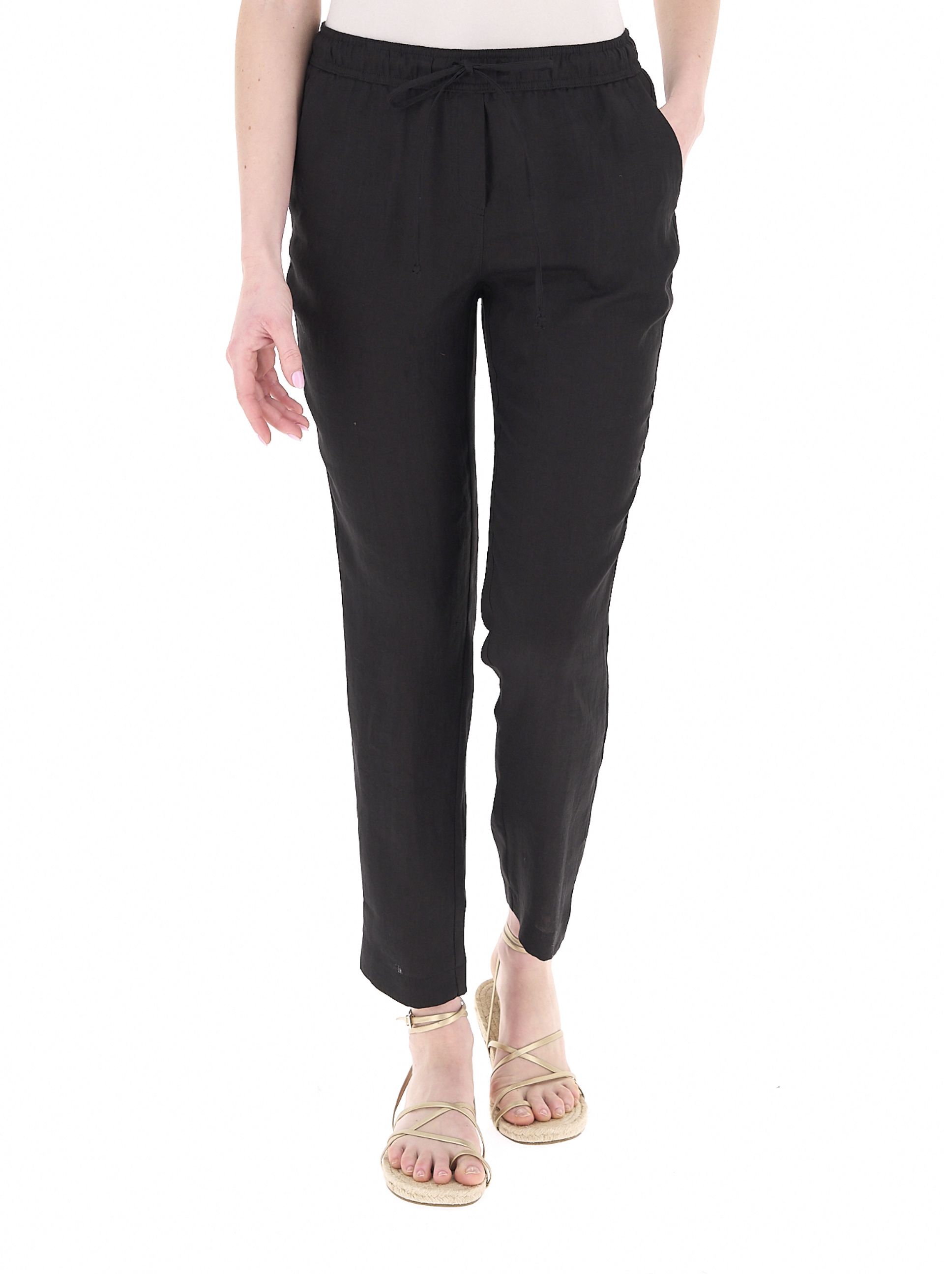 LINKS Pantalone in lino NERO