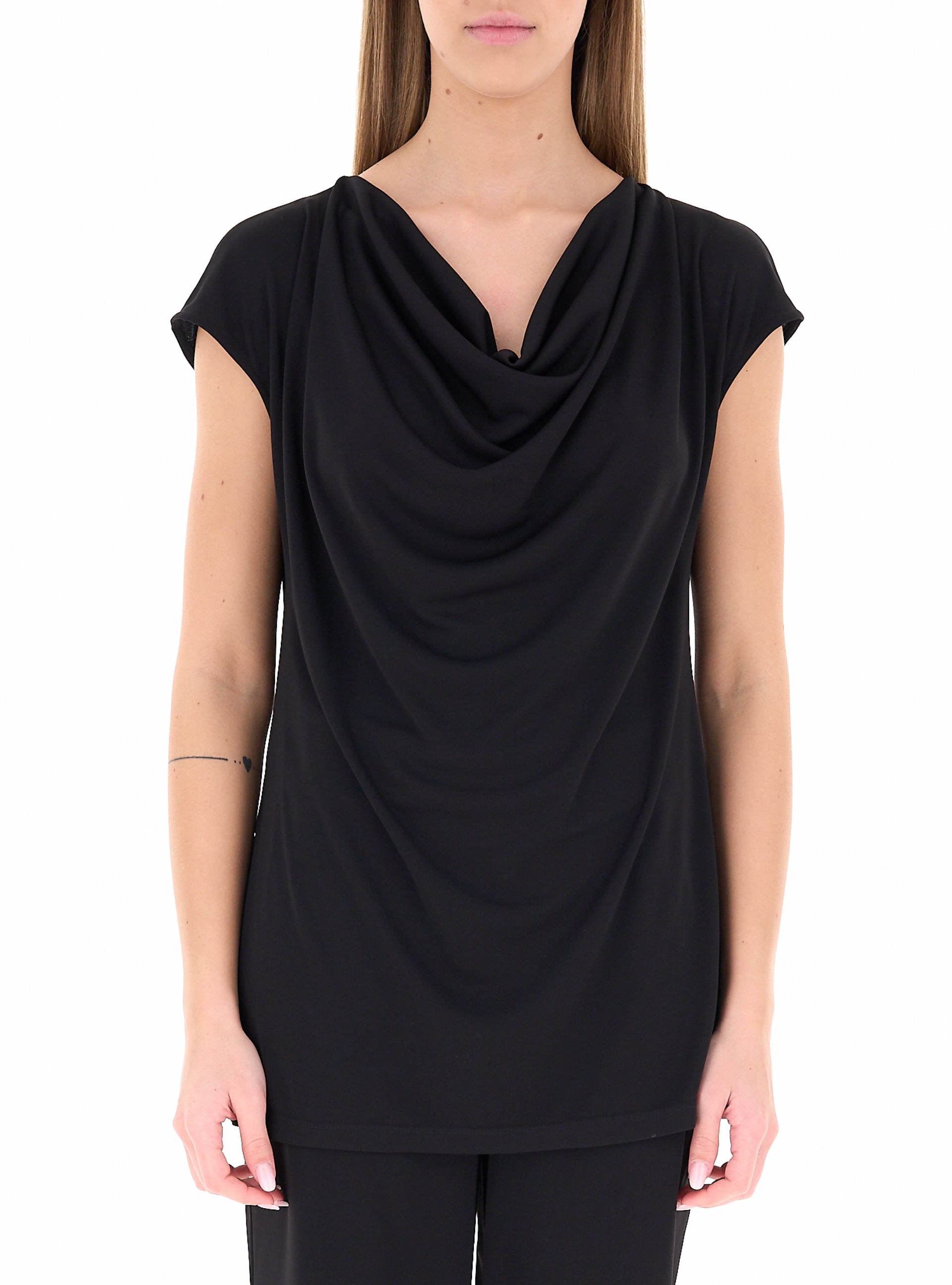 Blusa drappeggiata NERO