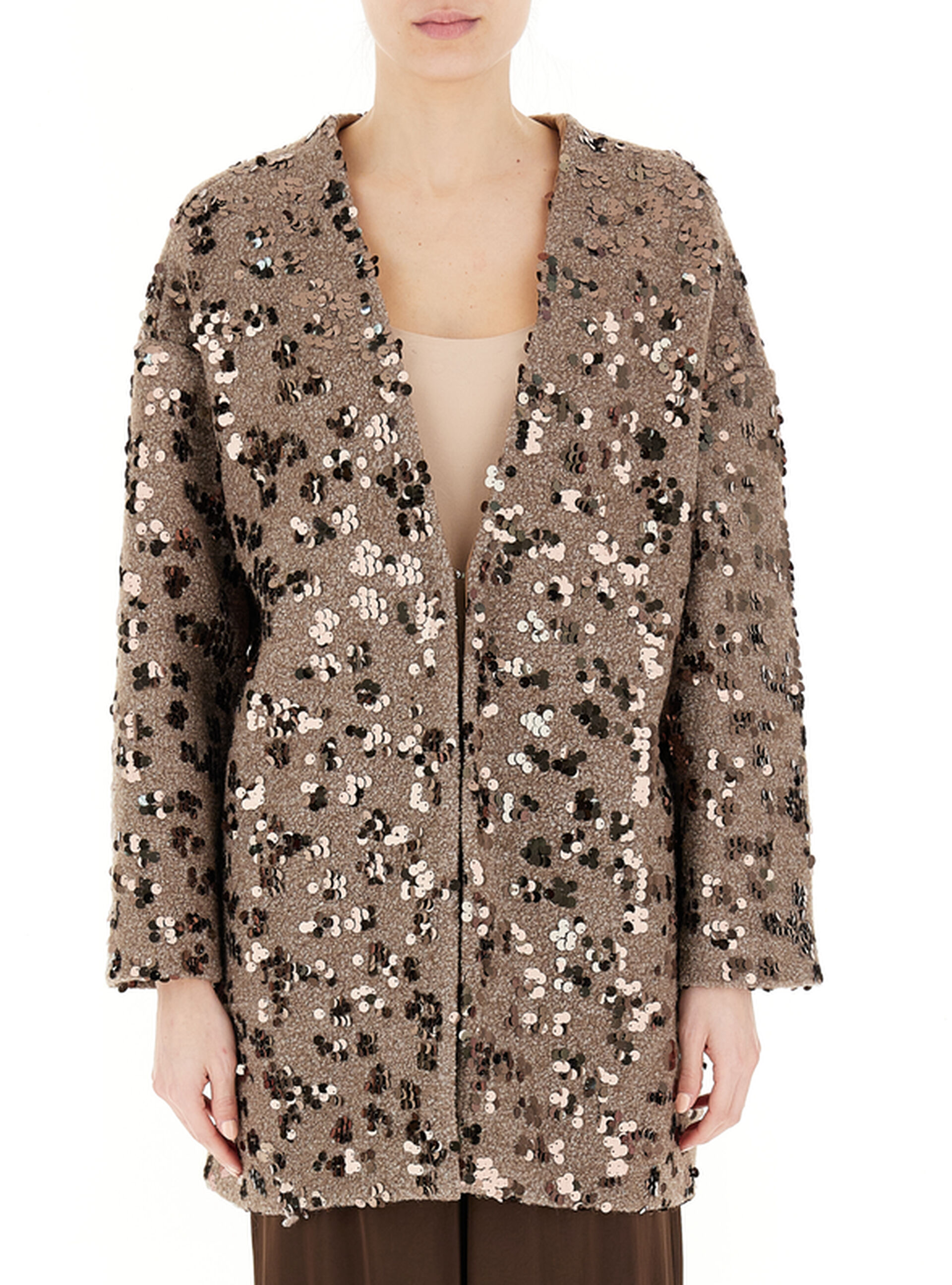 Giacca con paillettes MARRONE CHIARO M
