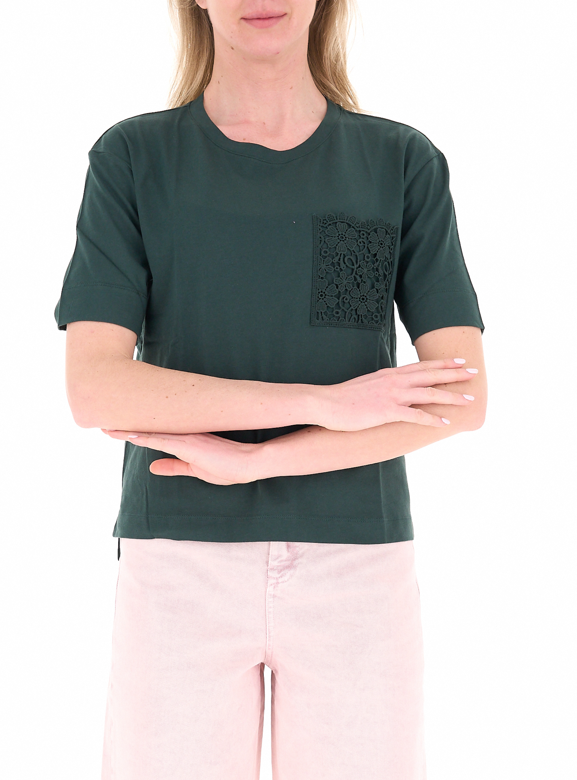 T-shirt girocollo VERDE BOTTIGLIA S