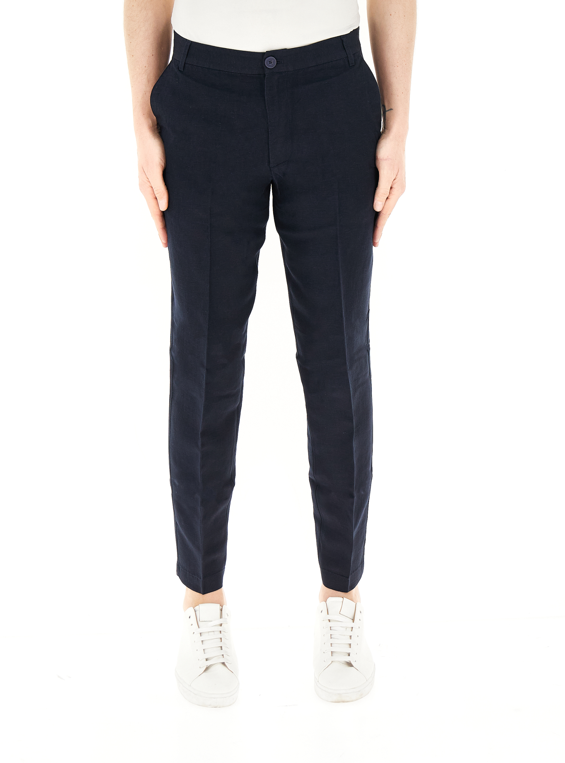 Pantalone misto lino BLU NAVY