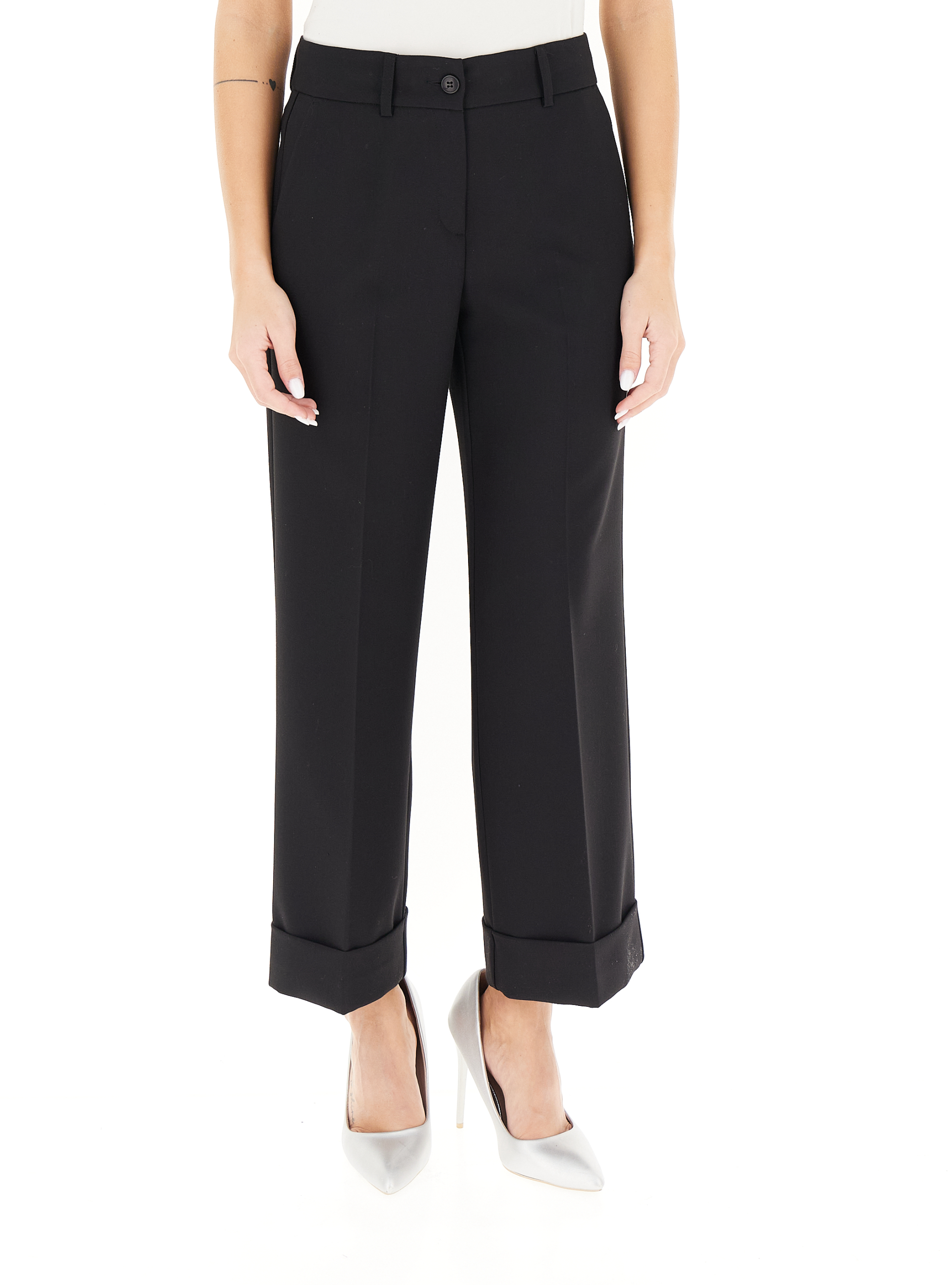 Pantalone con risvolto NERO