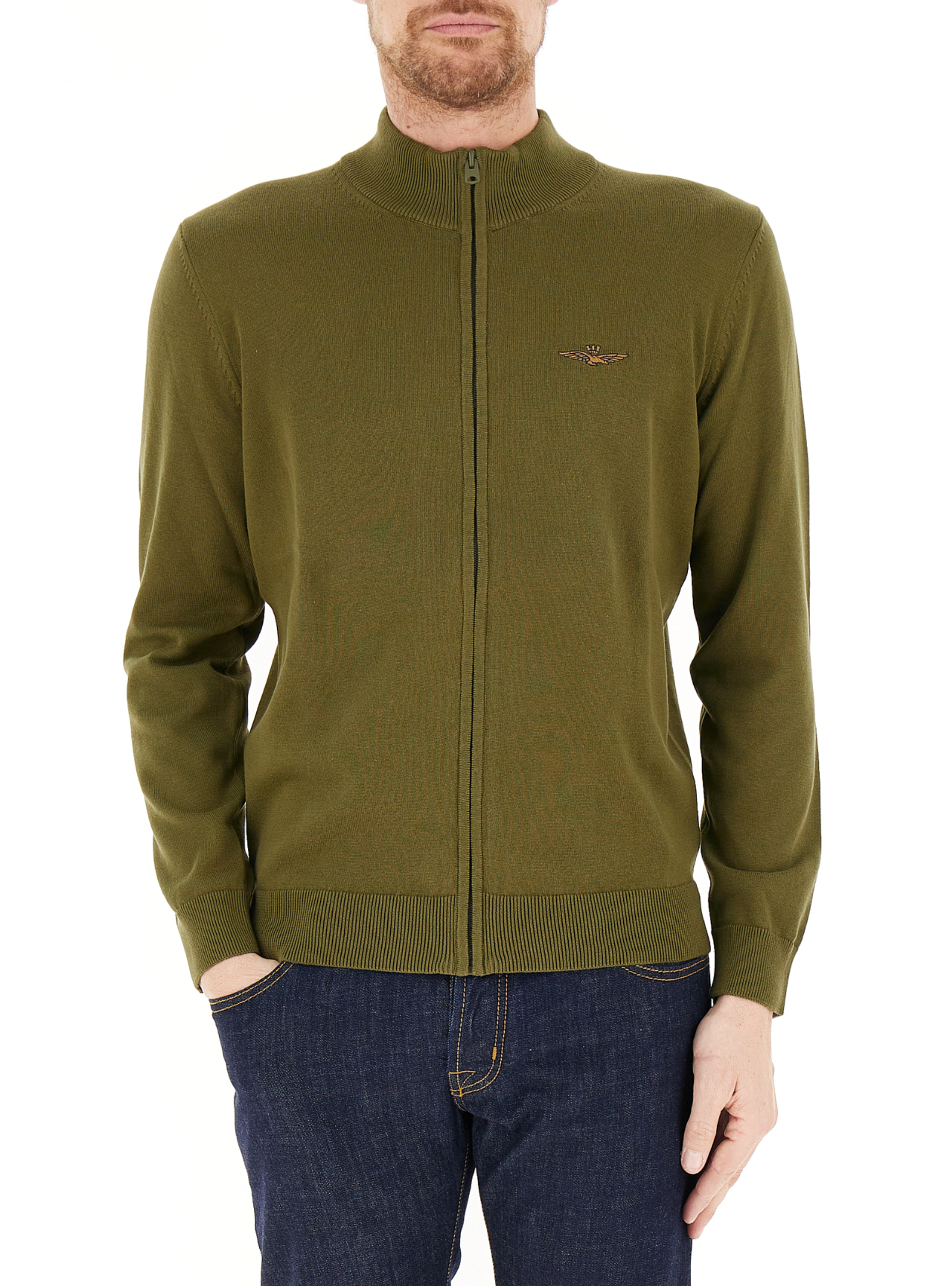 Cardigan con zip VERDE OLIVA L