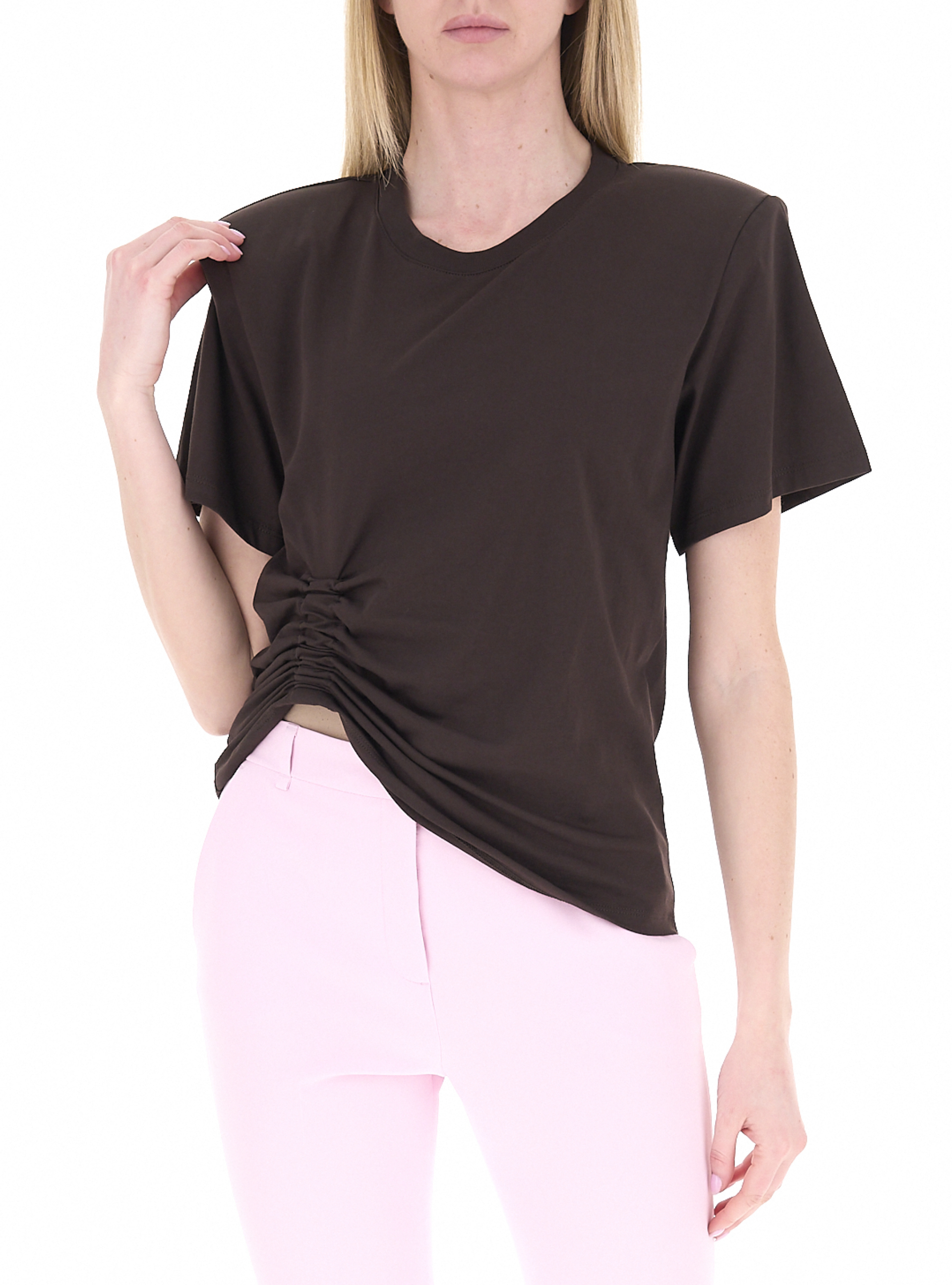 T-shirt con drappeggio MARRONE S