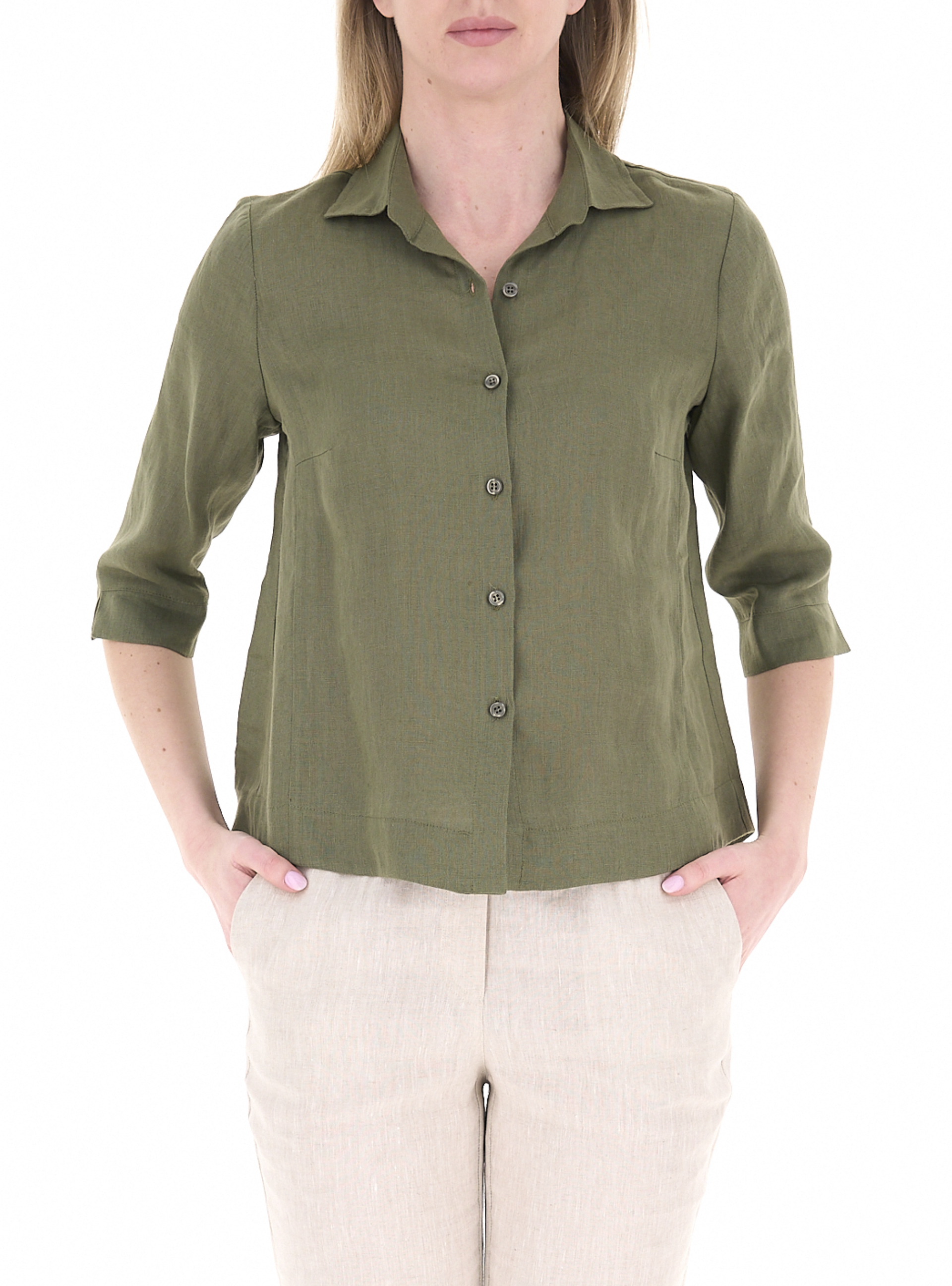 Camicia in lino VERDE OLIVA 42
