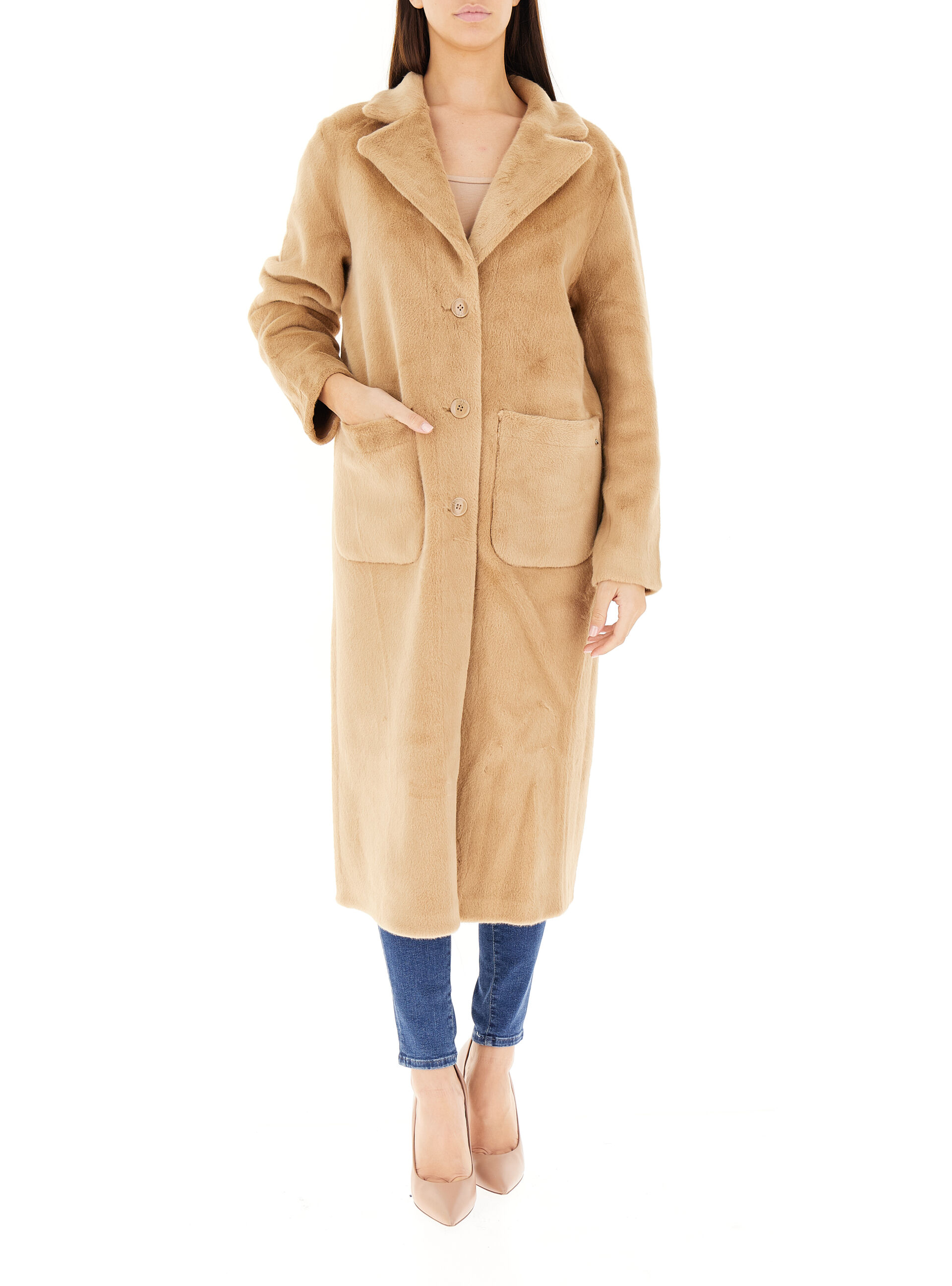 Finta pelliccia reversibile CAMMELLO L