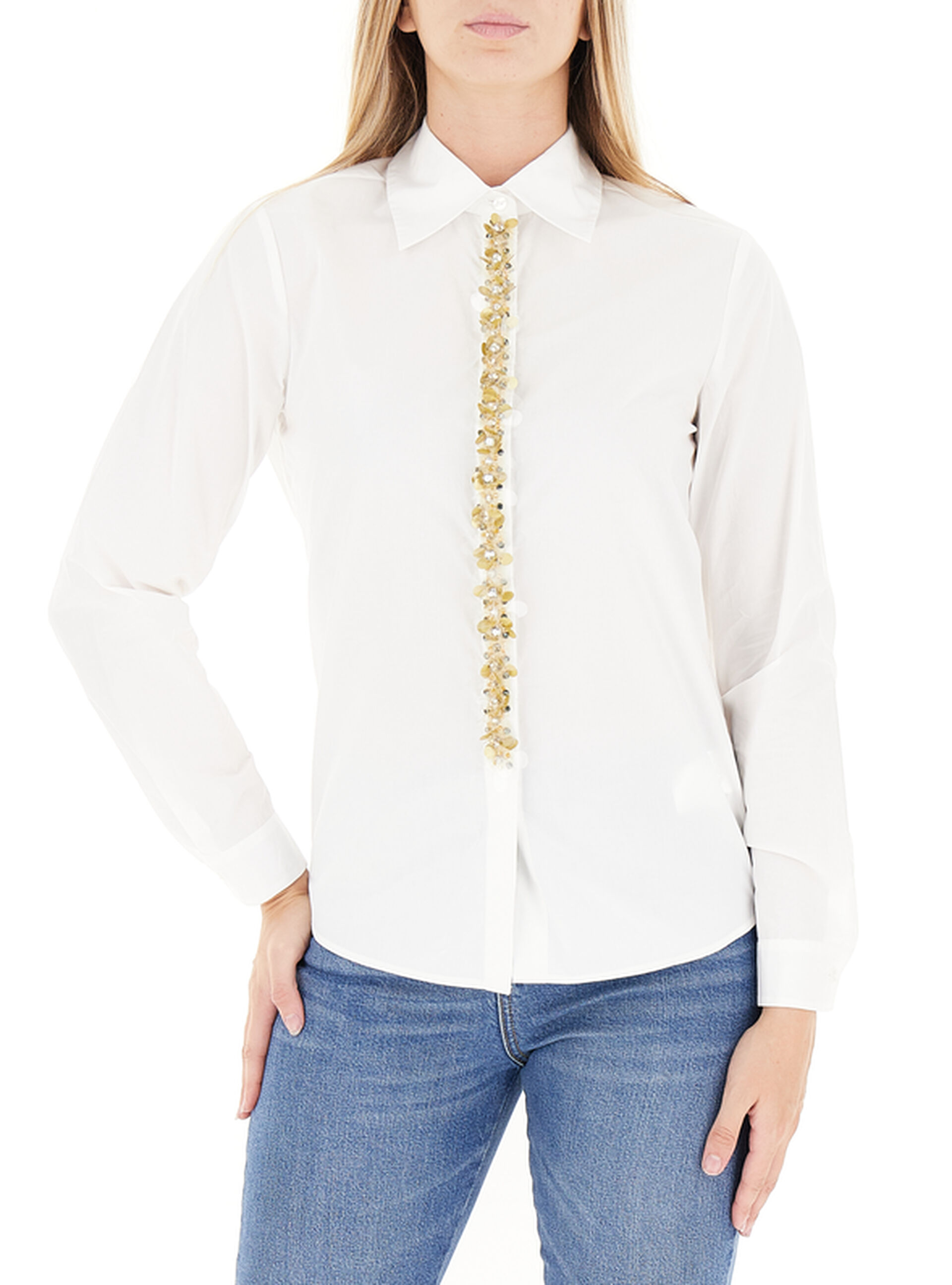 Camicia inserti gioiello BIANCO 40