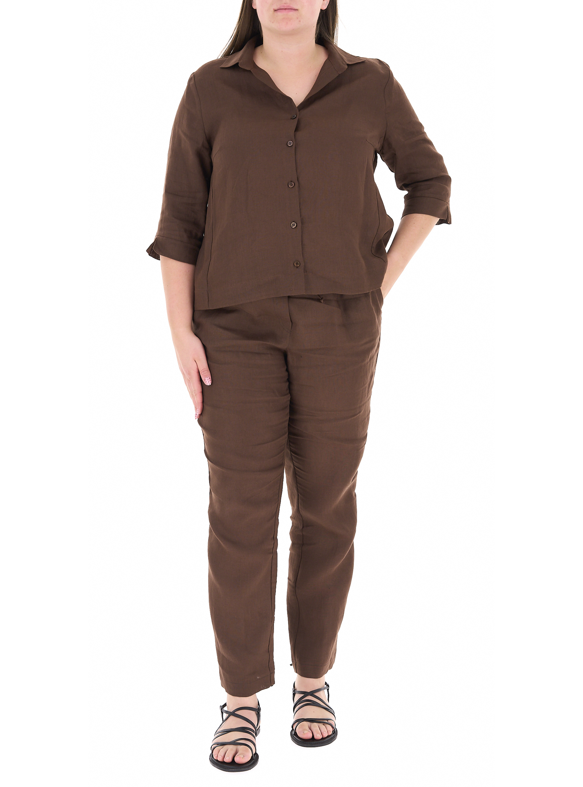Tailleur in lino MARRONE 45