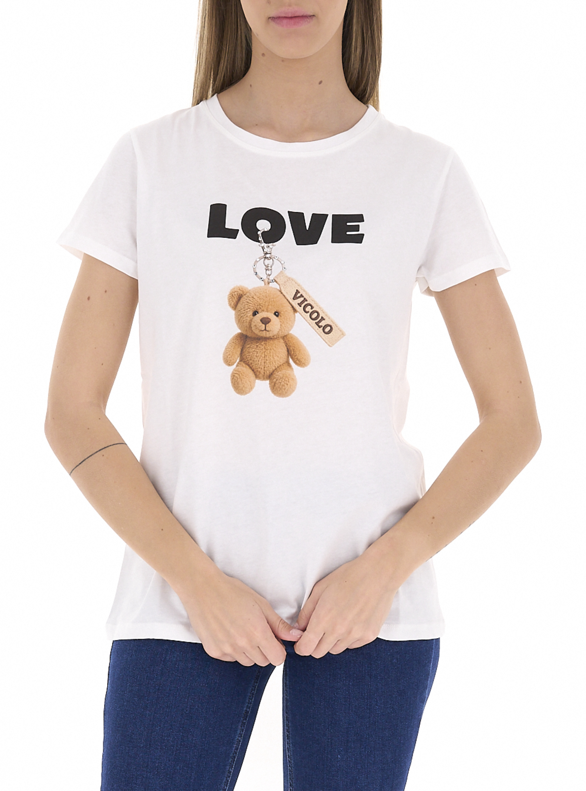 VICOLO T-shirt girocollo PANNA