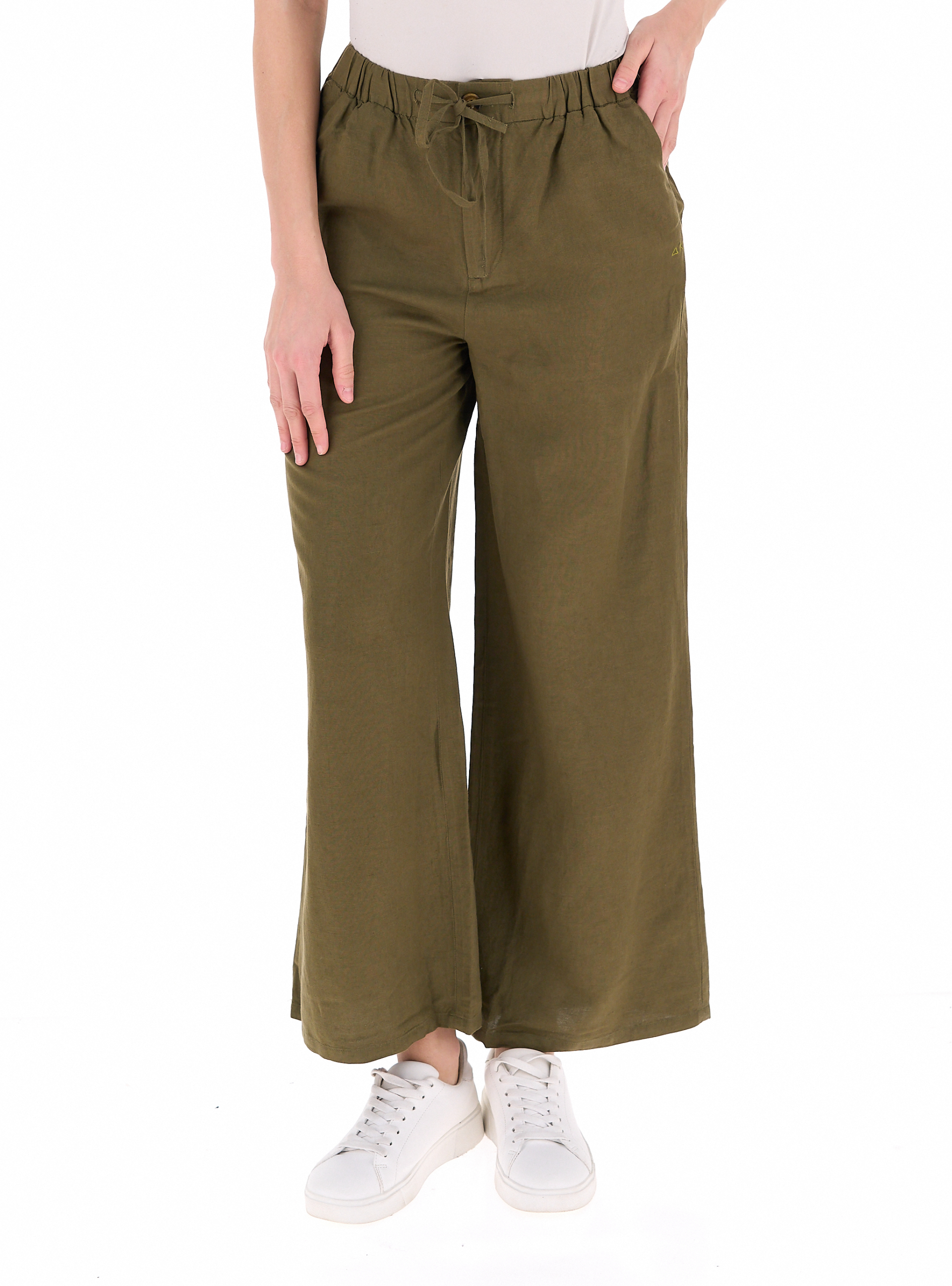 Pantalone misto lino VERDE MILITARE