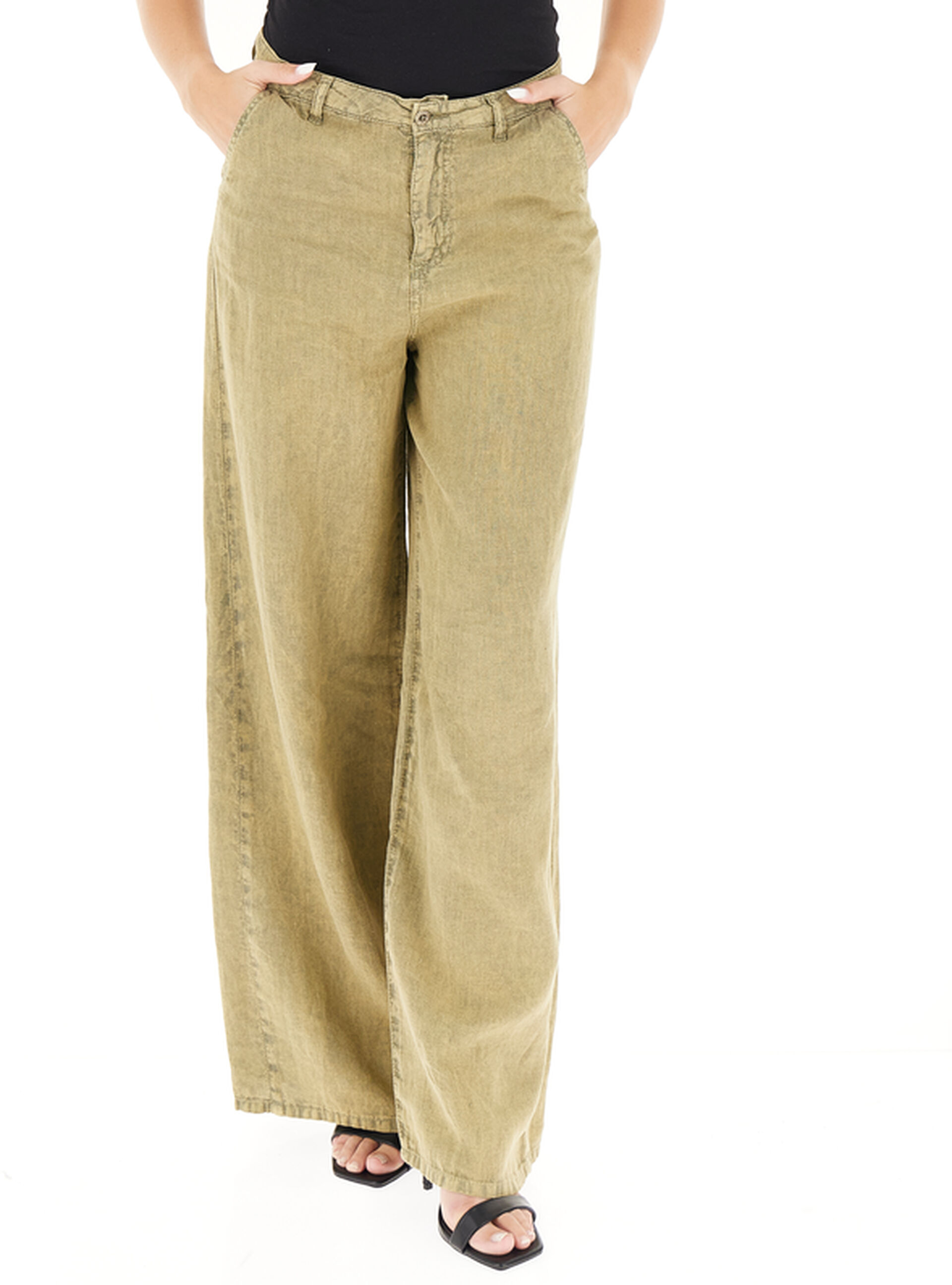 Pantalone in lino VERDE OLIVA